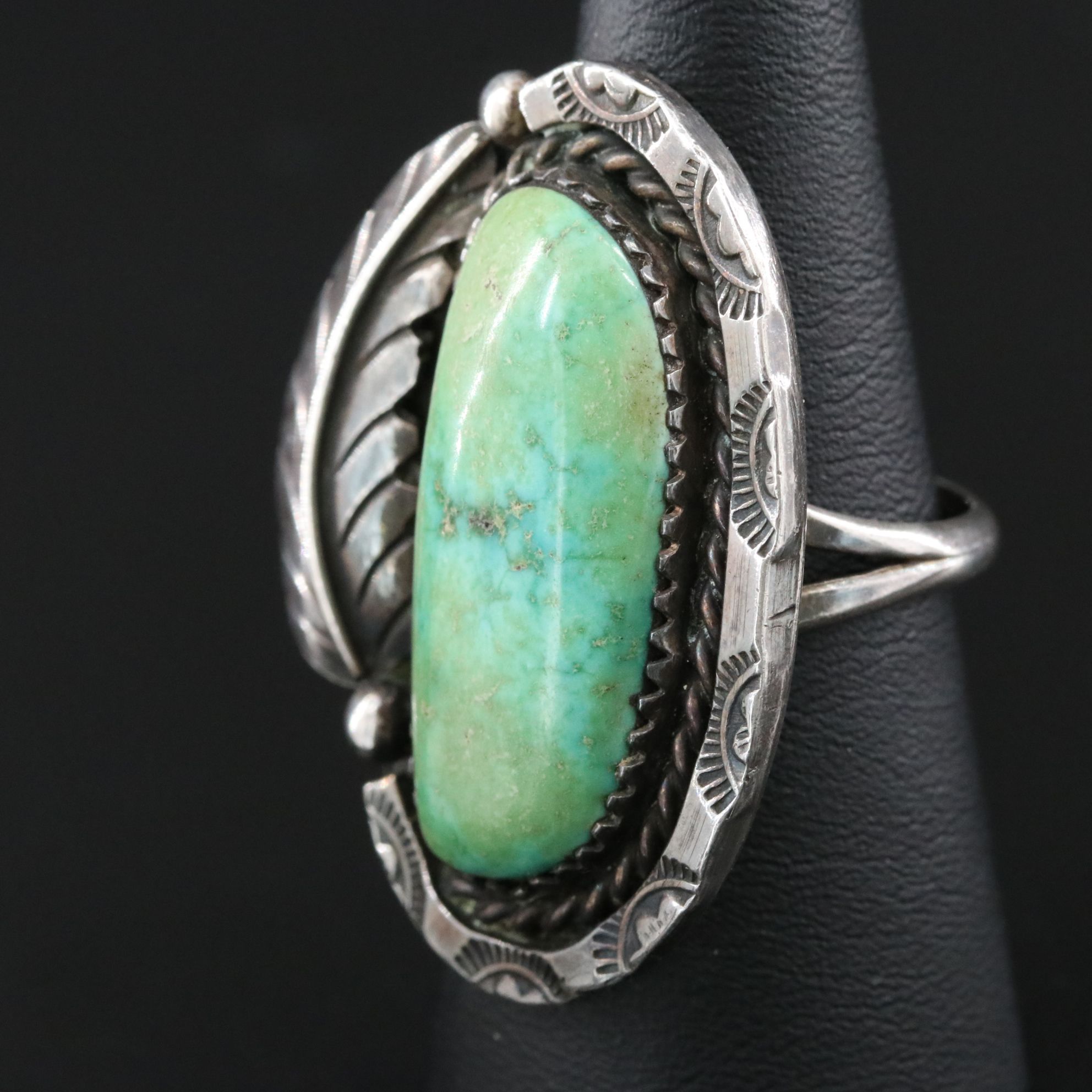 Southwestern Sterling Turquoise Appliqué Ring