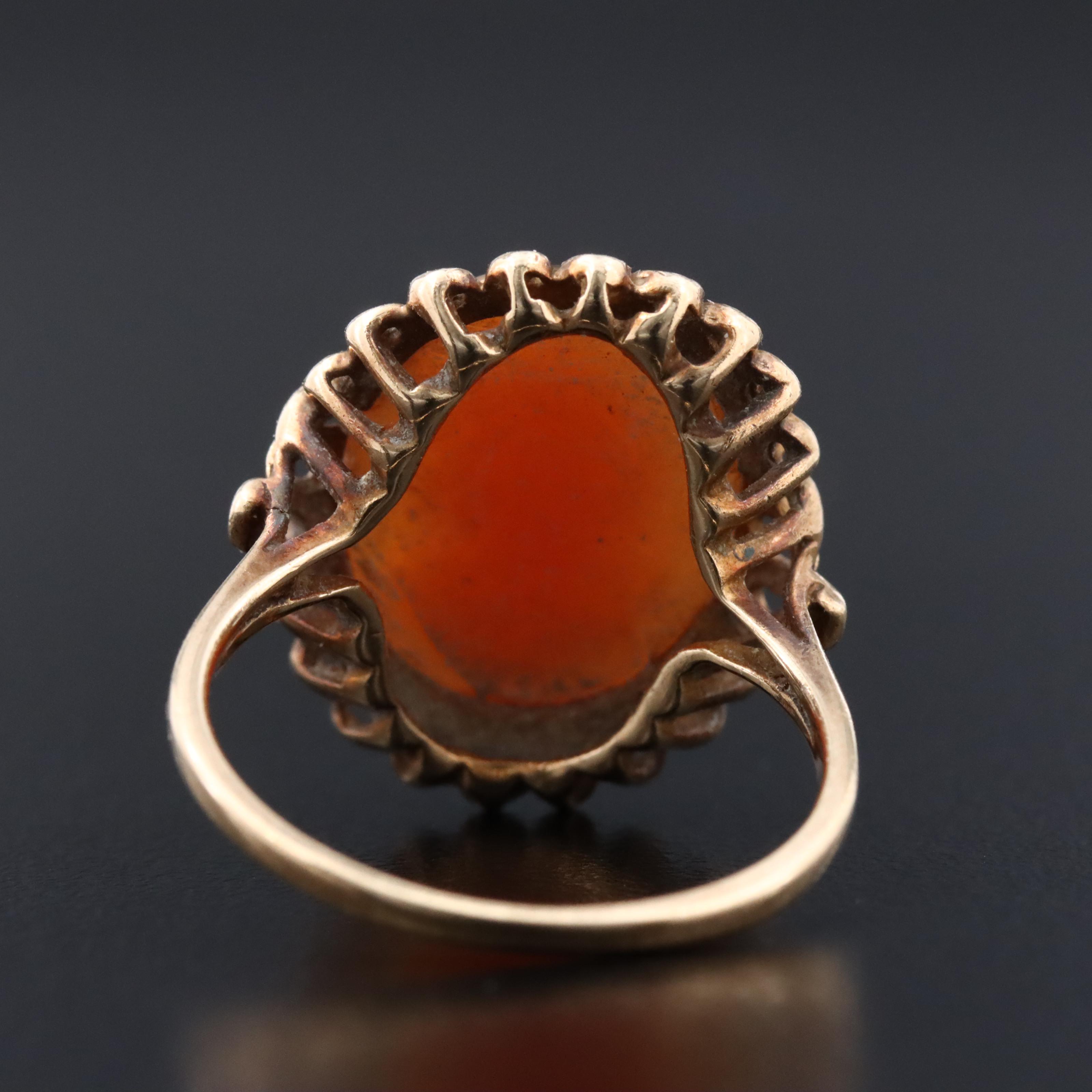 Vintage 10K Shell Cameo Ring