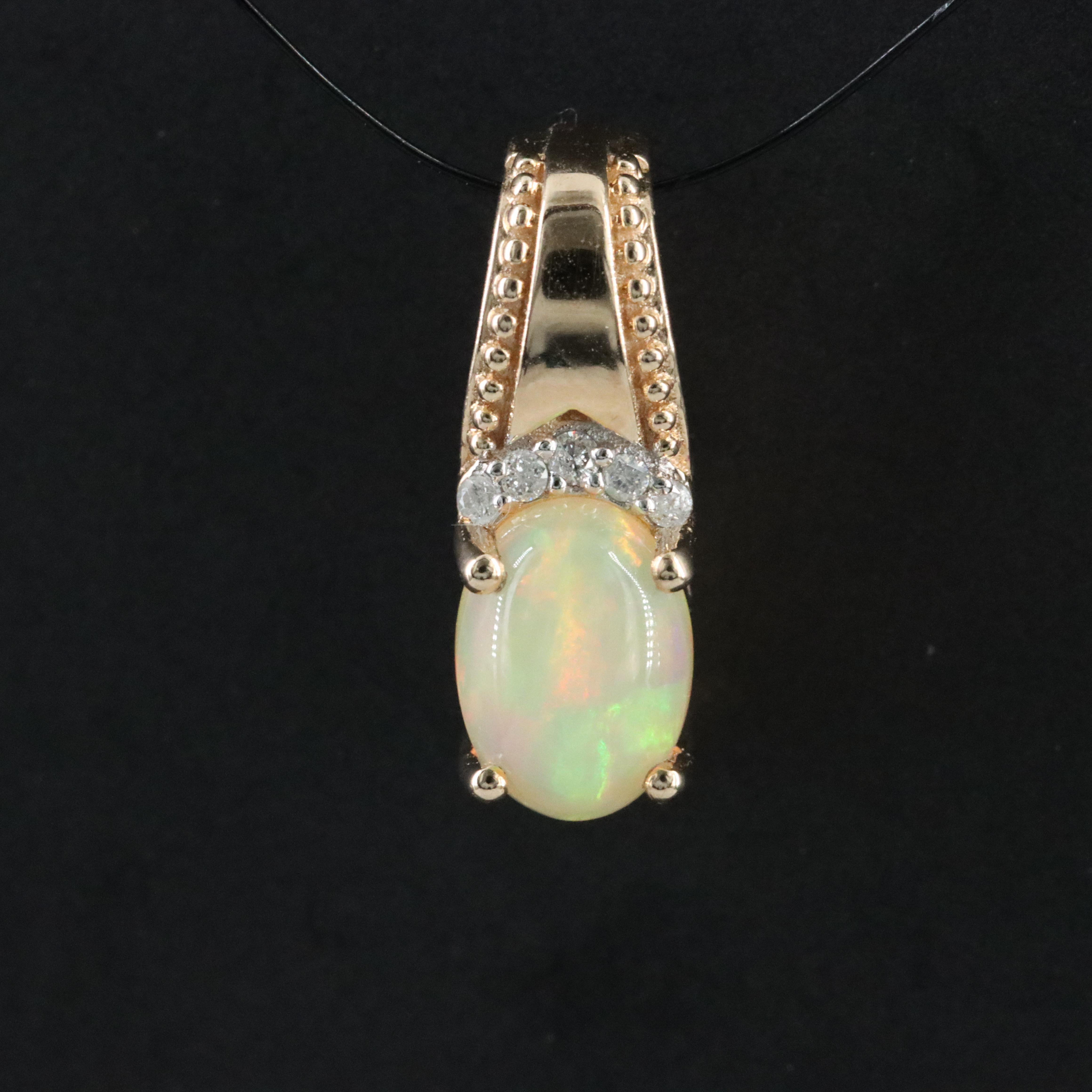 10K Opal and Diamond Pendant