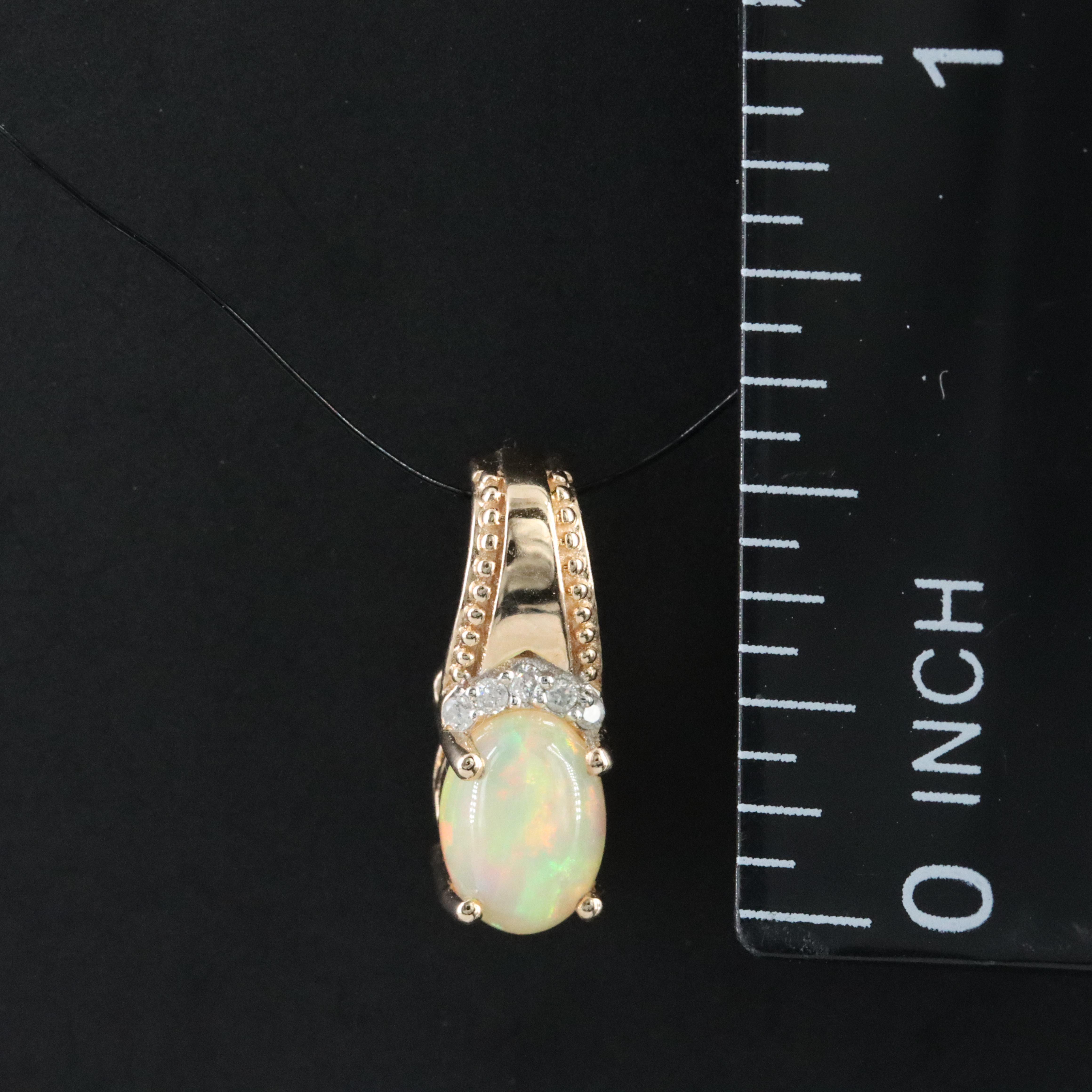 10K Opal and Diamond Pendant