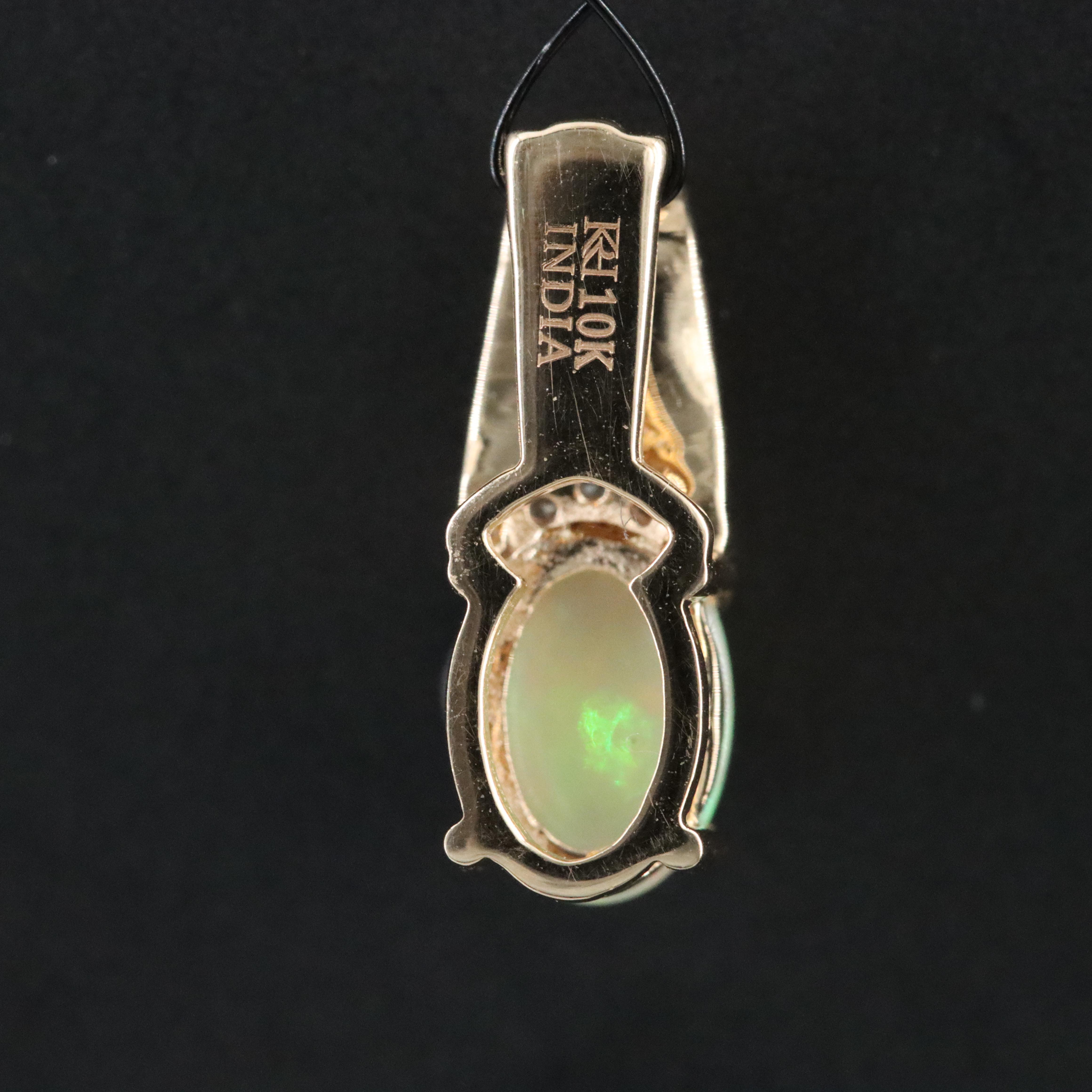 10K Opal and Diamond Pendant