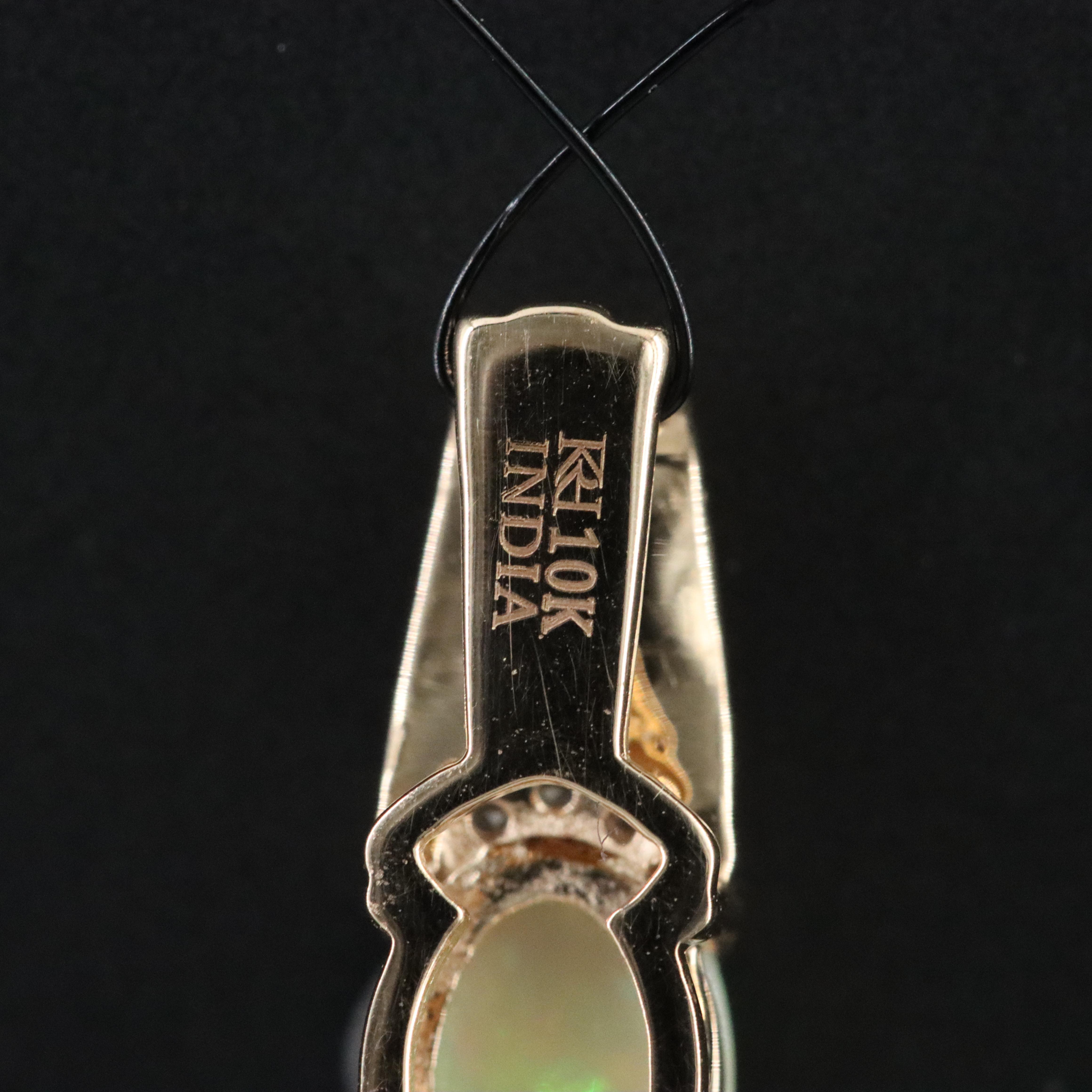 10K Opal and Diamond Pendant