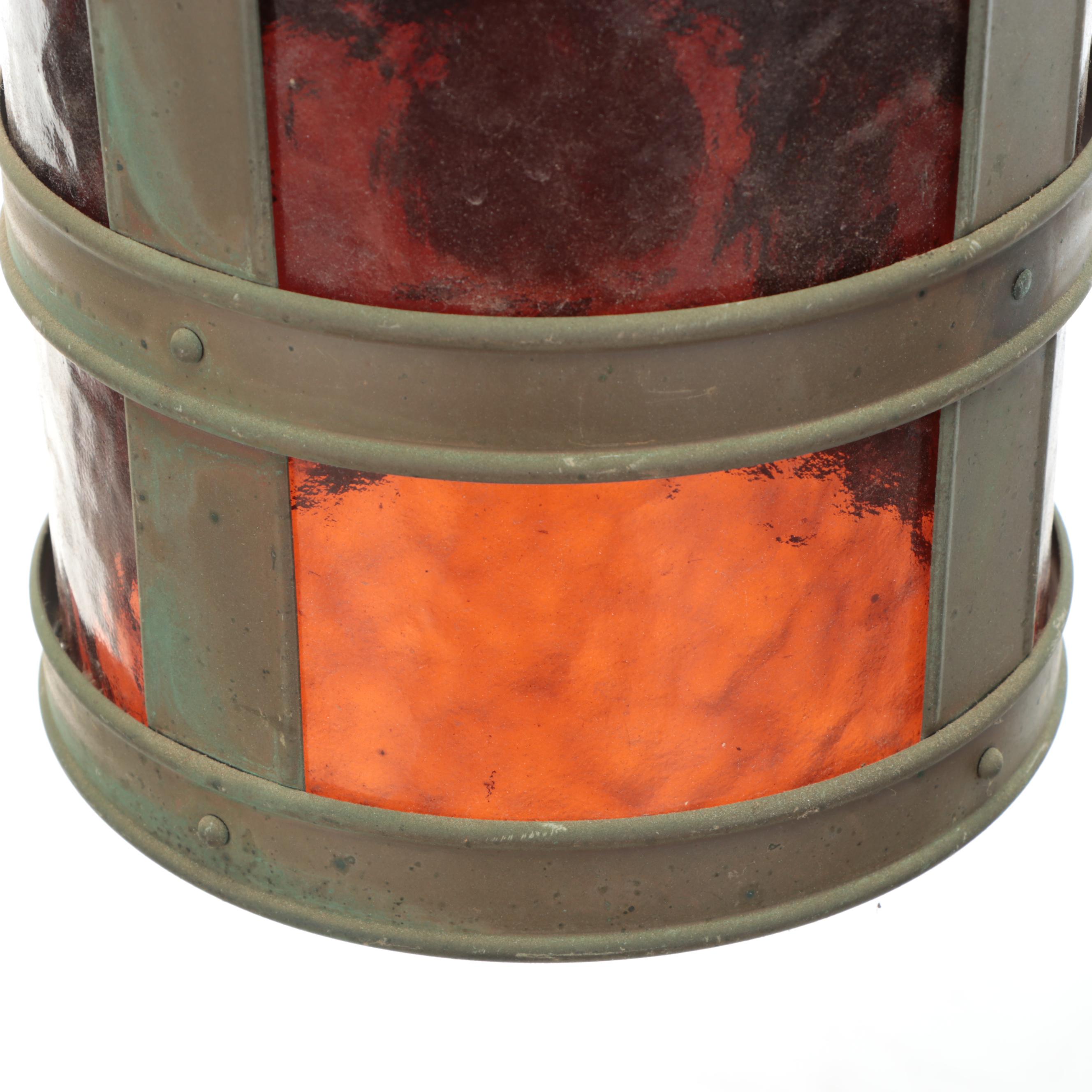 Arts and Crafts Amber Glass Pendant Swag Light