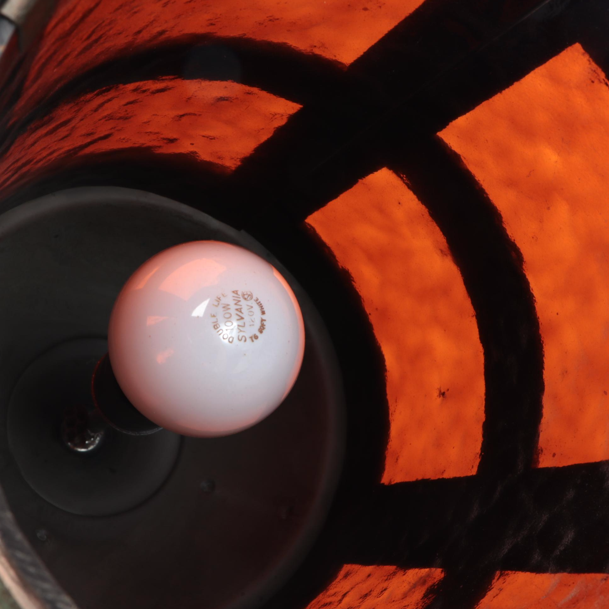 Arts and Crafts Amber Glass Pendant Swag Light