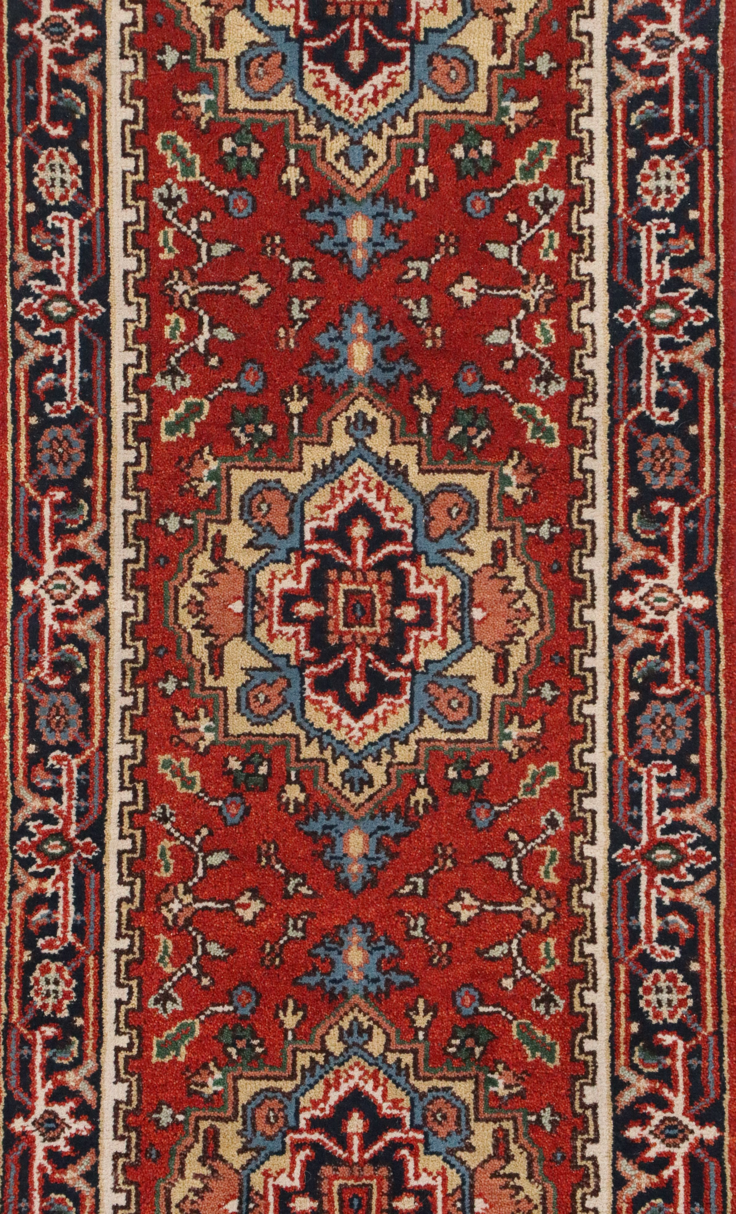 2'6 x 7'10 Hand-Knotted Indo-Persian Serapi Style Carpet Runner