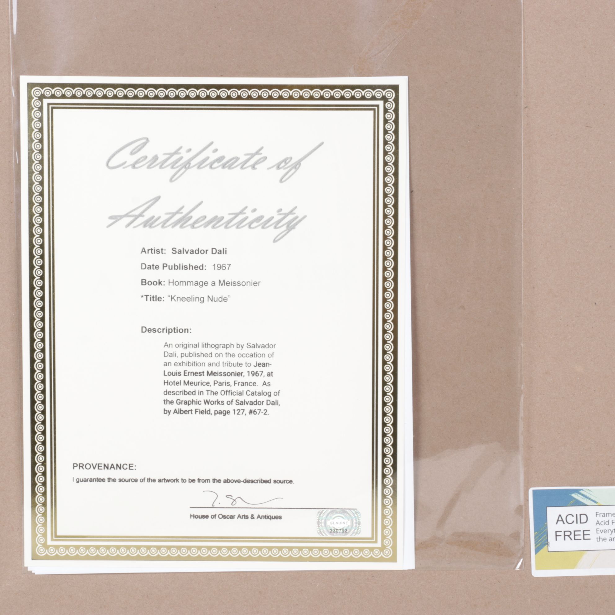 Salvador Dalí Lithograph From "Hommage à Meissonier," 1967