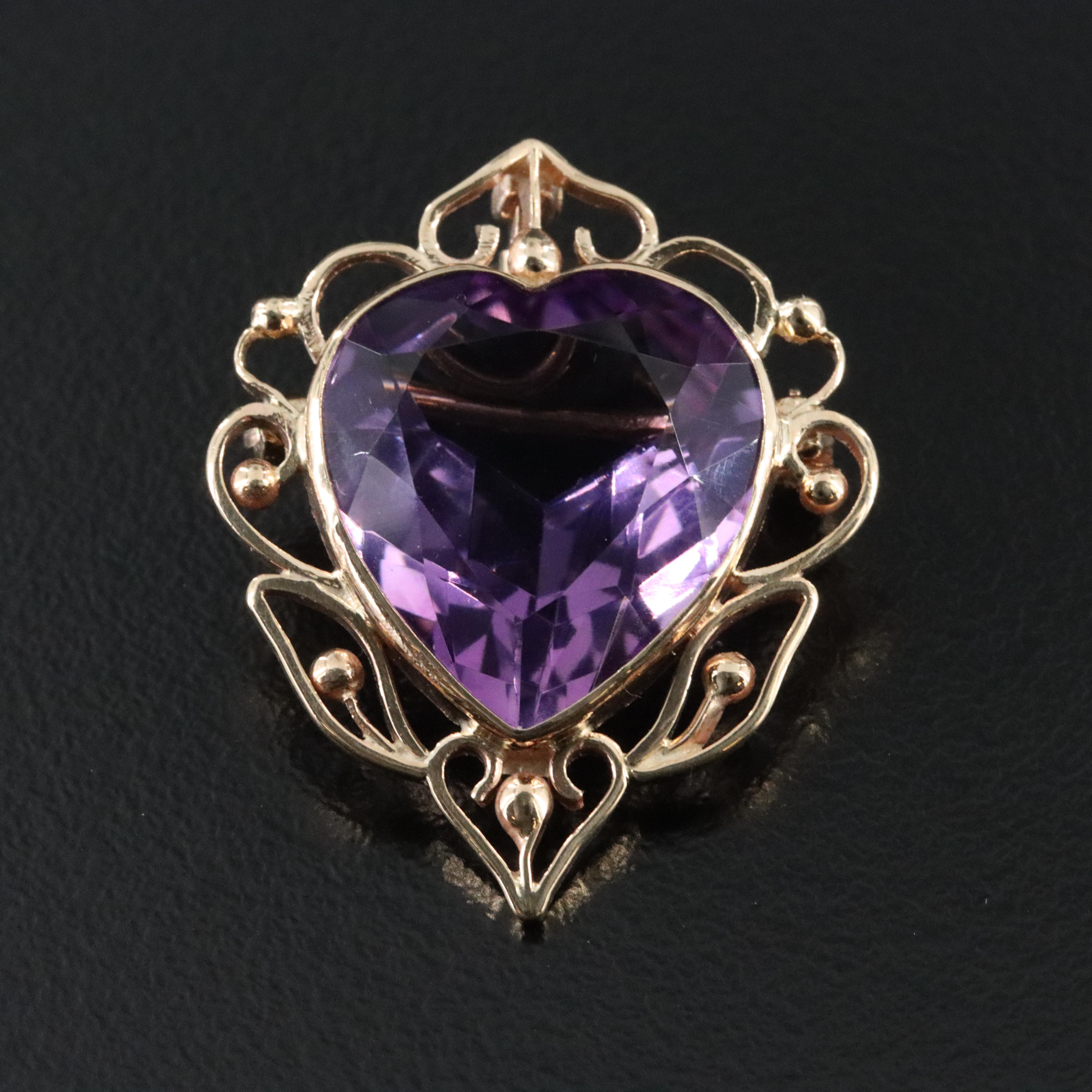 14K Amethyst Converter Brooch