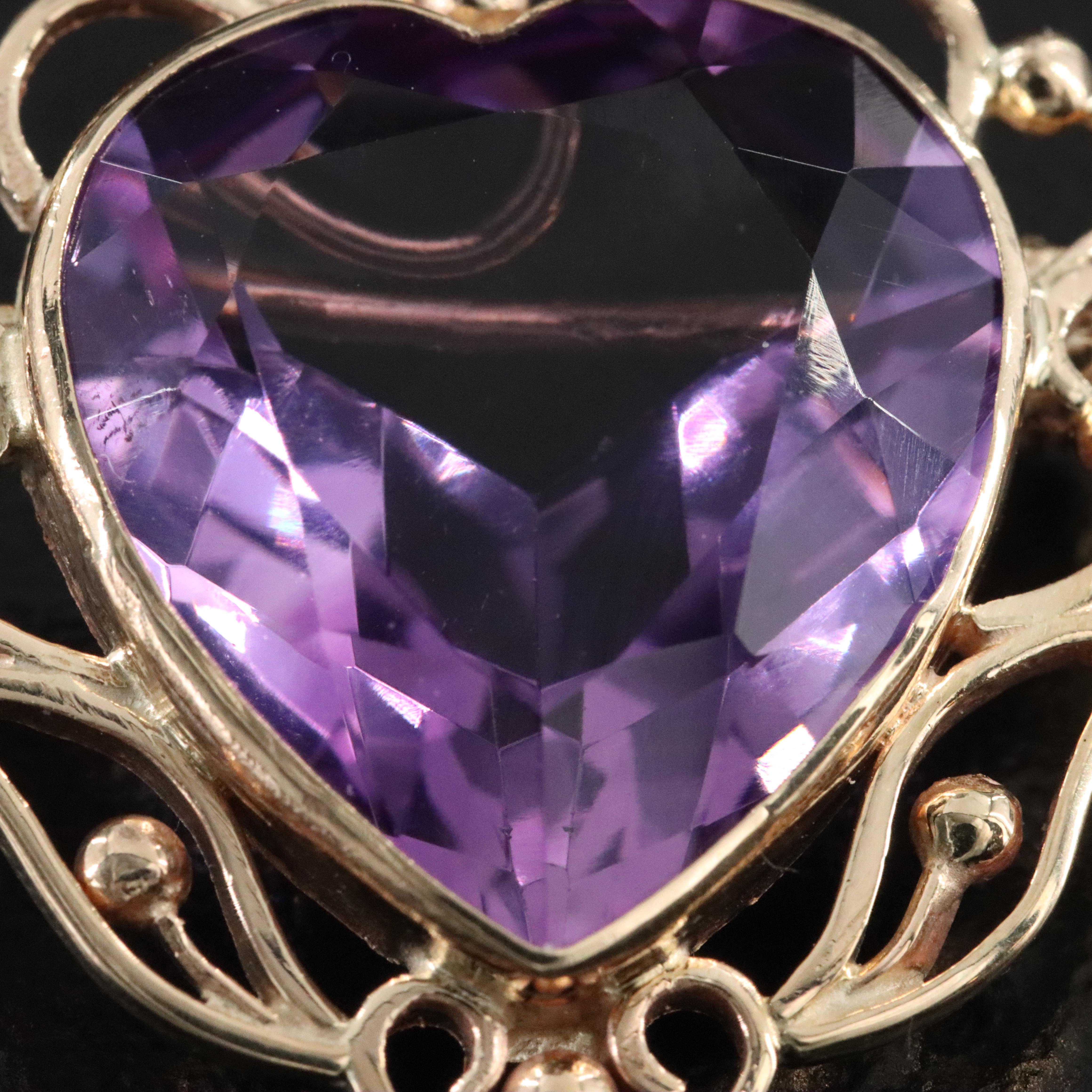 14K Amethyst Converter Brooch
