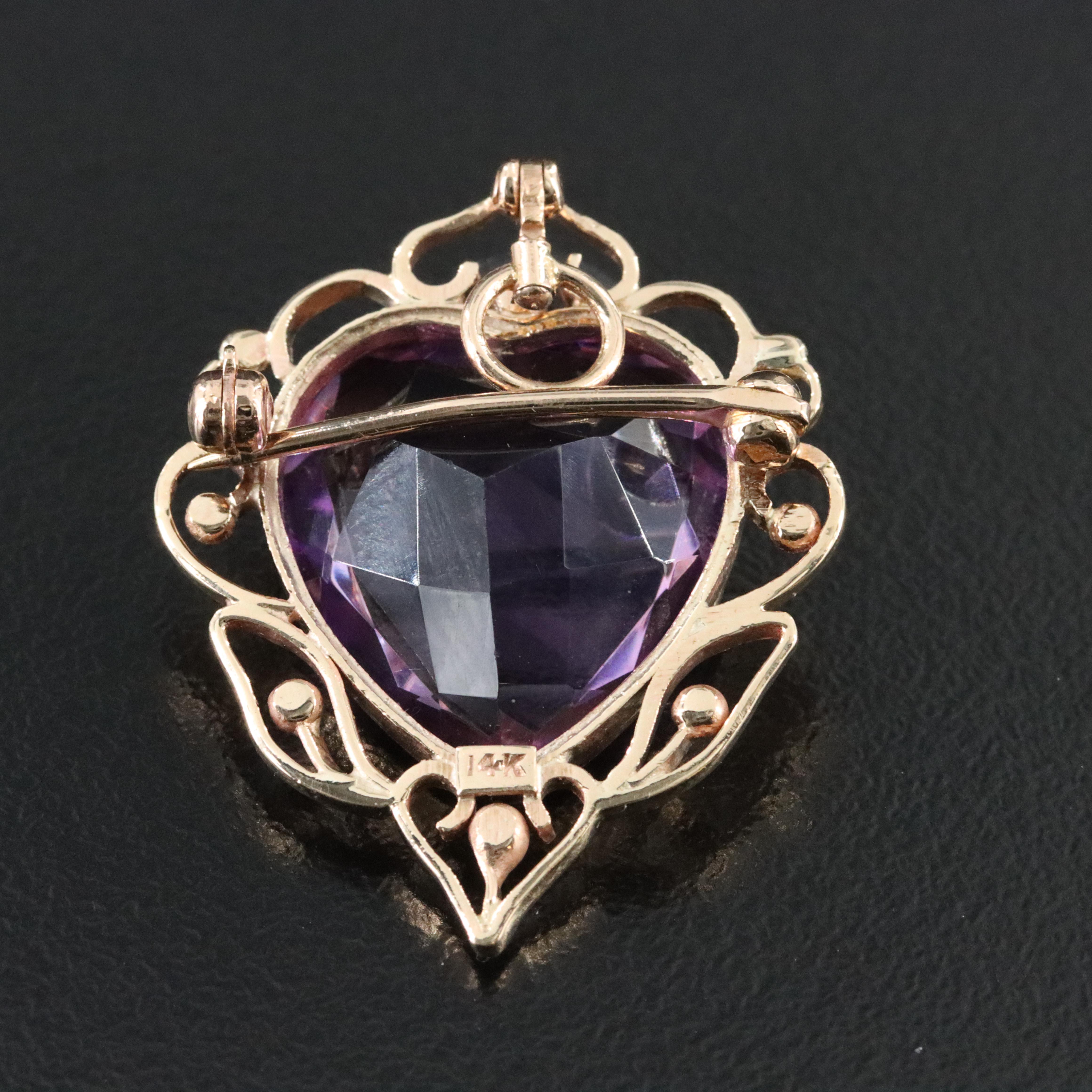 14K Amethyst Converter Brooch