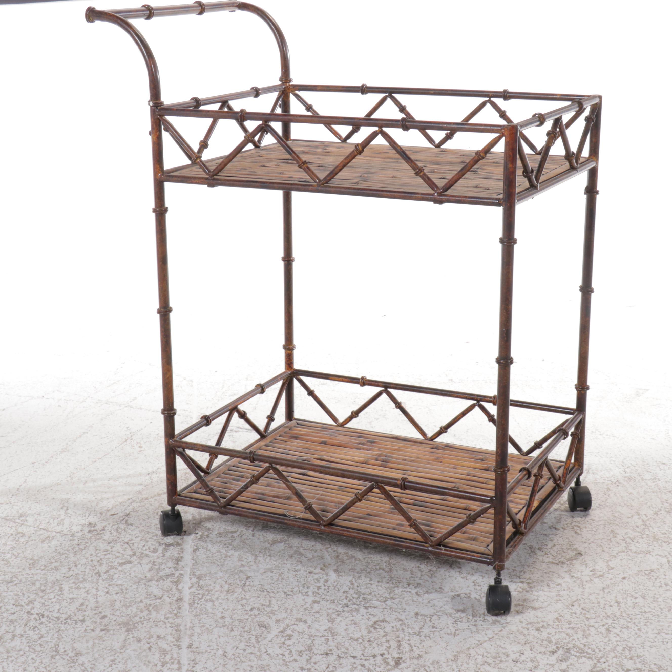 Bamboo Form Metal Bar Cart