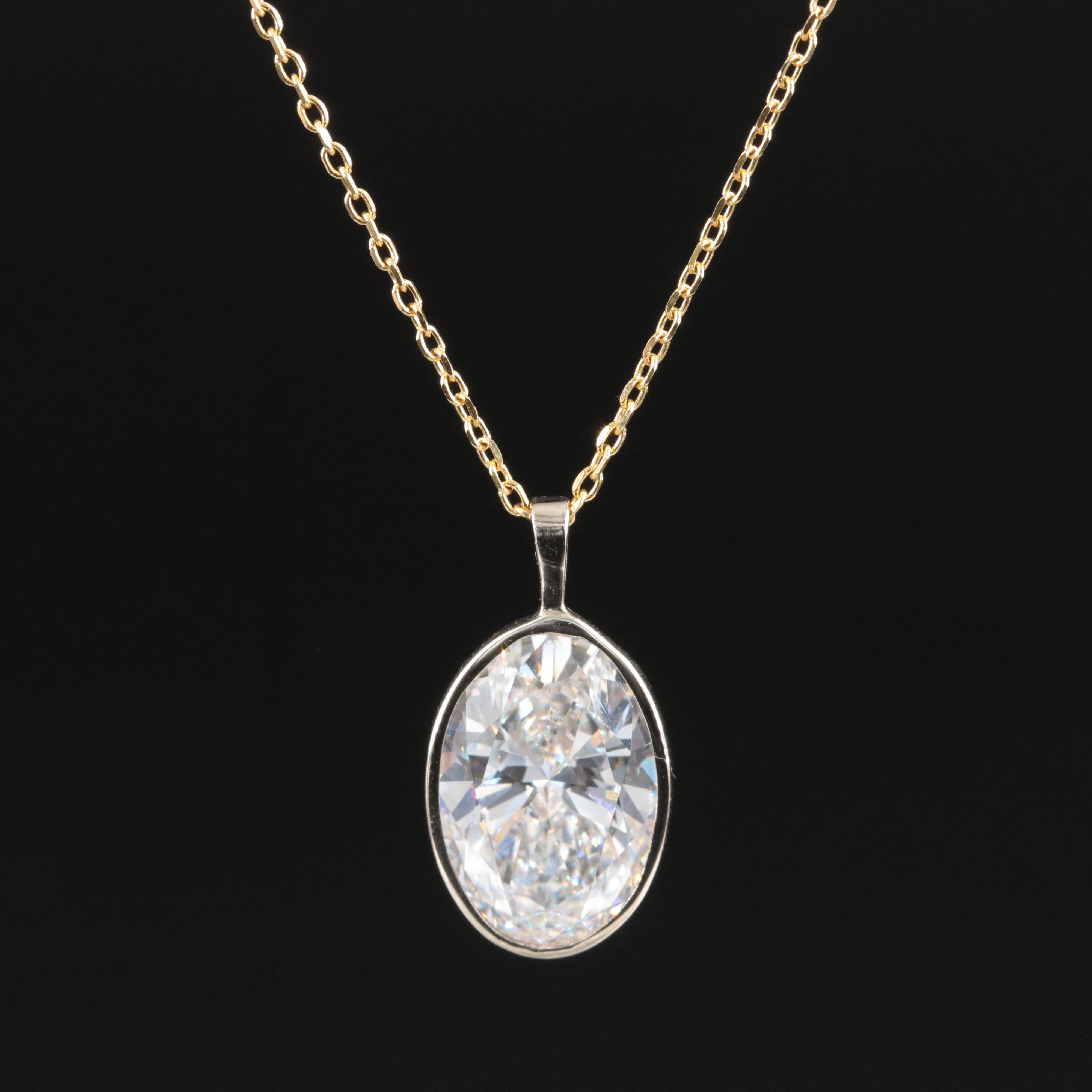 14K Two Tone Gold 5.02 CT Lab Grown Diamond Pendant Necklace with IGI Report