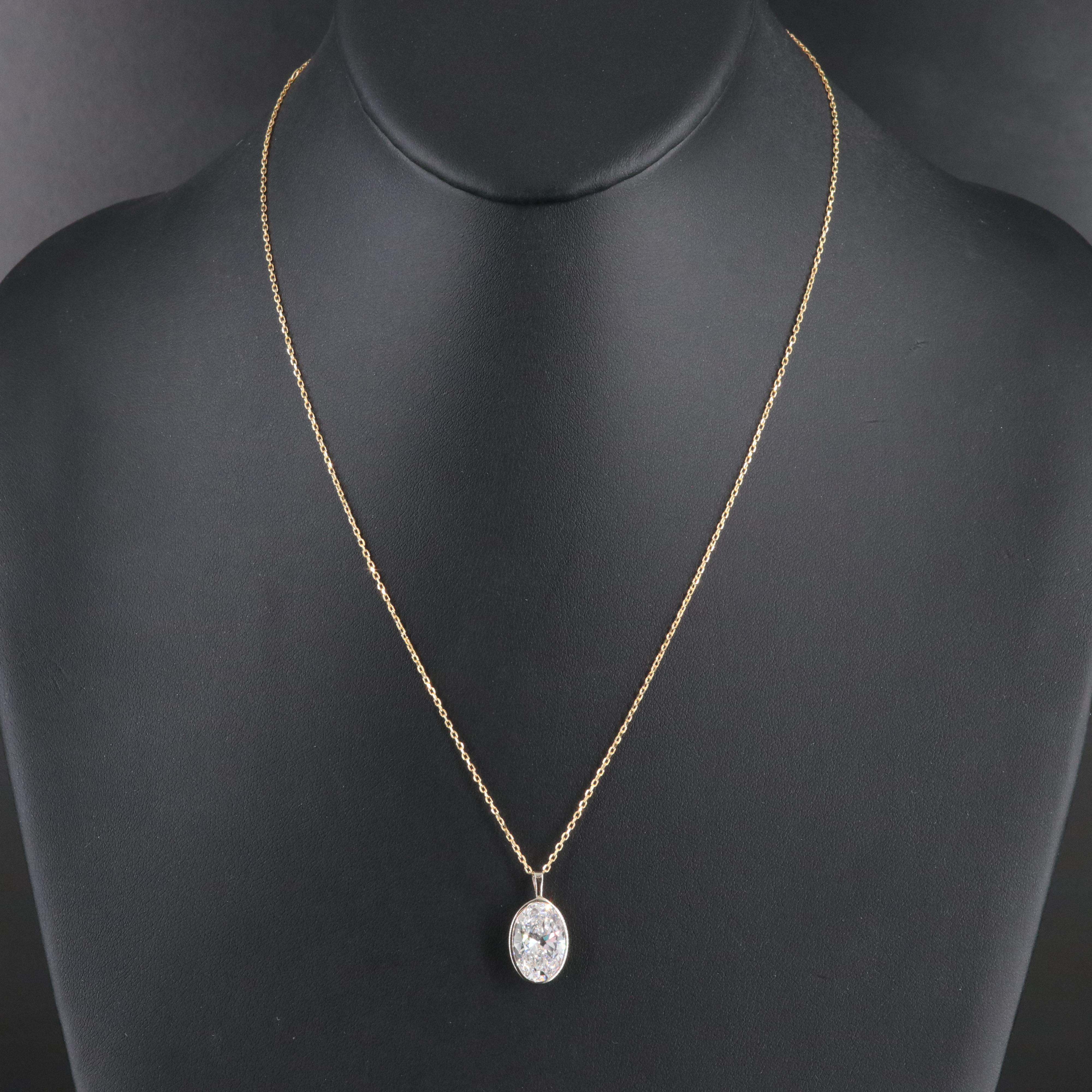 14K Two Tone Gold 5.02 CT Lab Grown Diamond Pendant Necklace with IGI Report