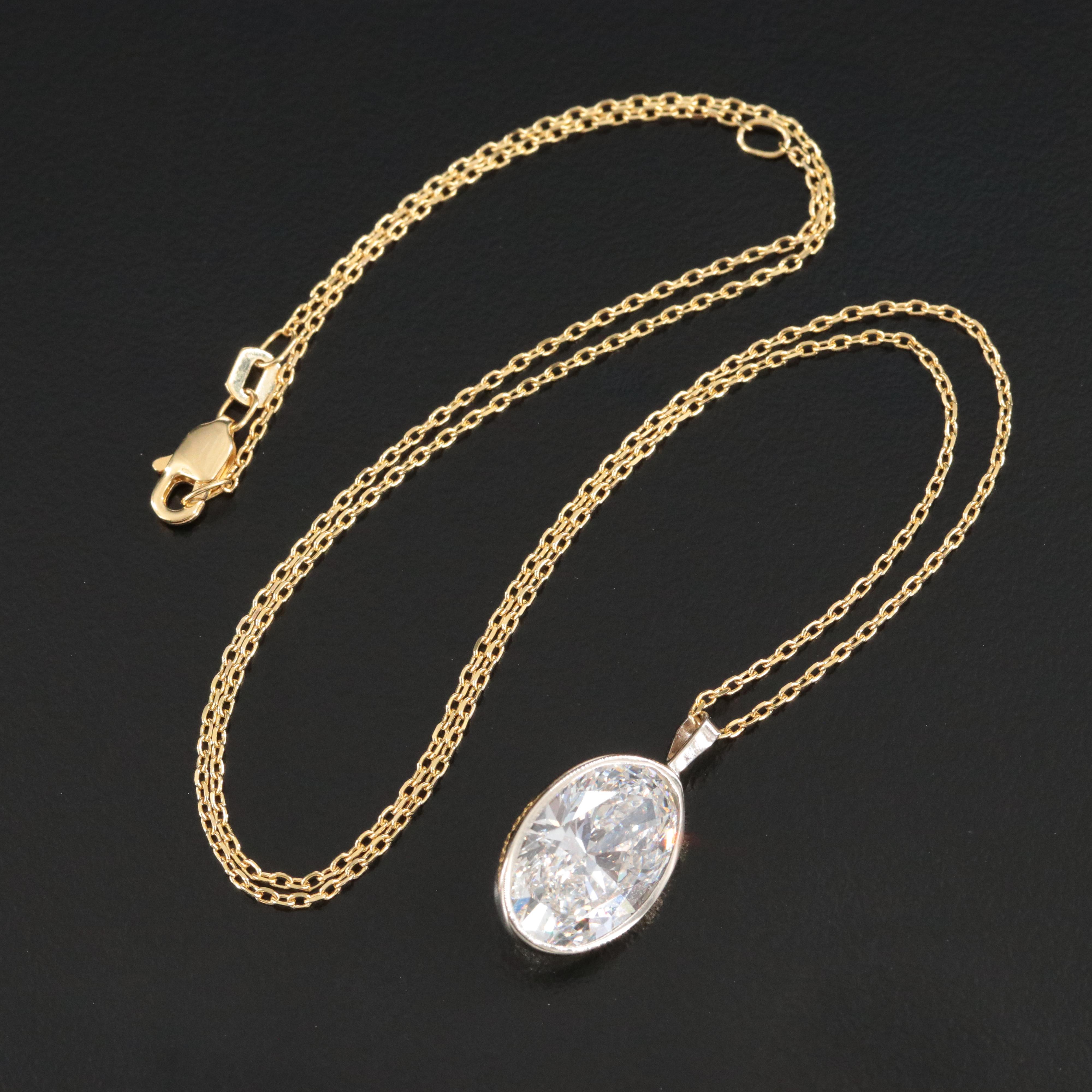 14K Two Tone Gold 5.02 CT Lab Grown Diamond Pendant Necklace with IGI Report