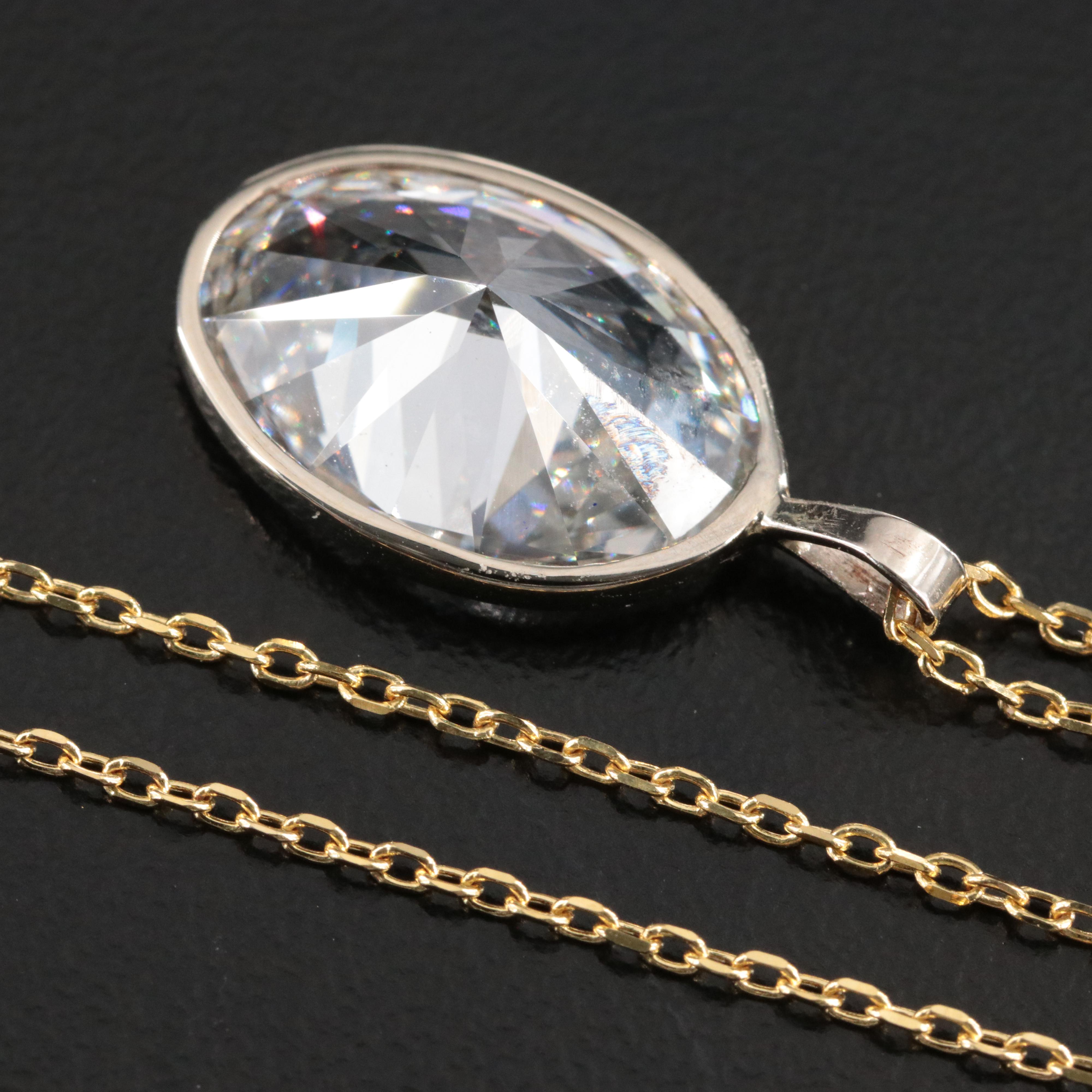 14K Two Tone Gold 5.02 CT Lab Grown Diamond Pendant Necklace with IGI Report