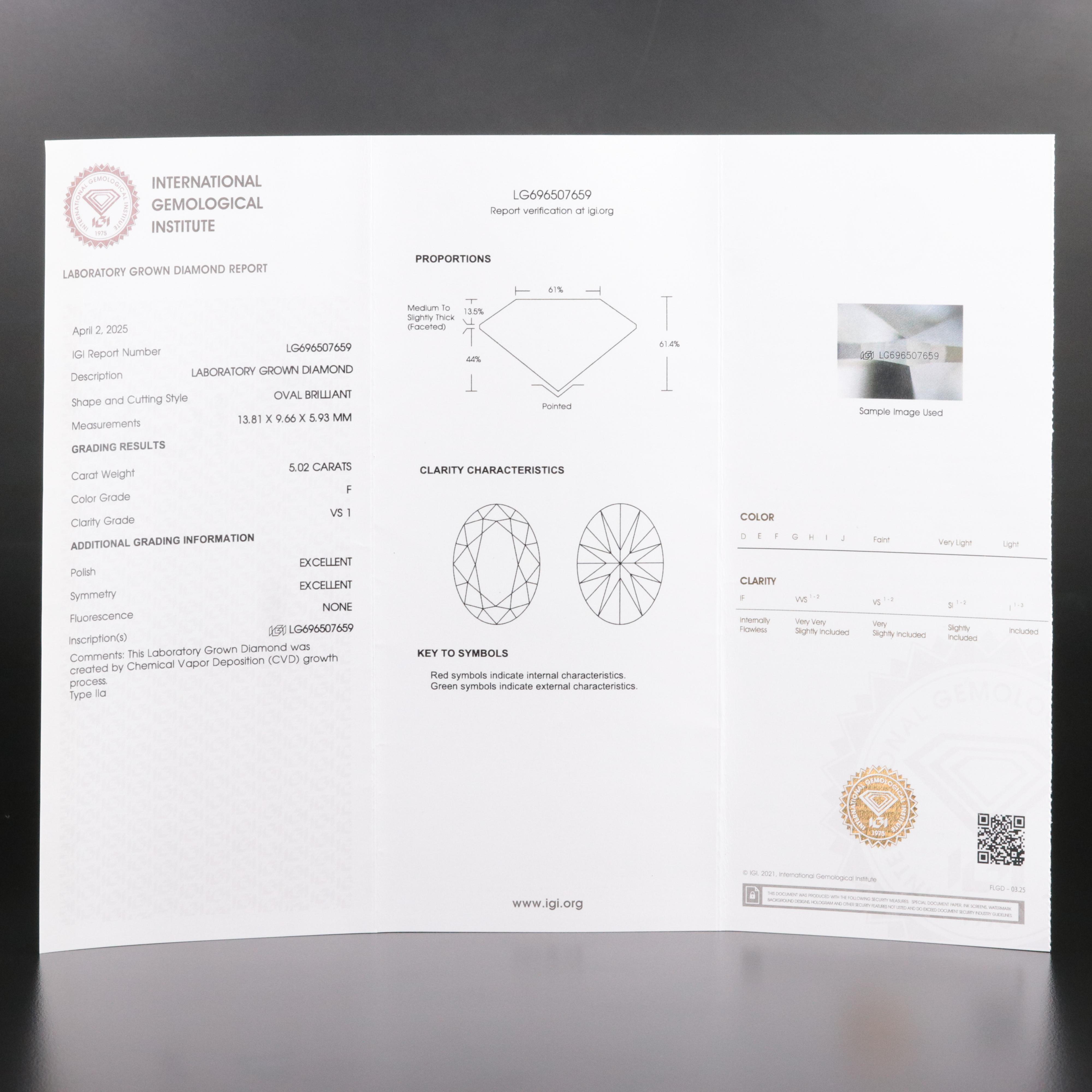 14K Two Tone Gold 5.02 CT Lab Grown Diamond Pendant Necklace with IGI Report