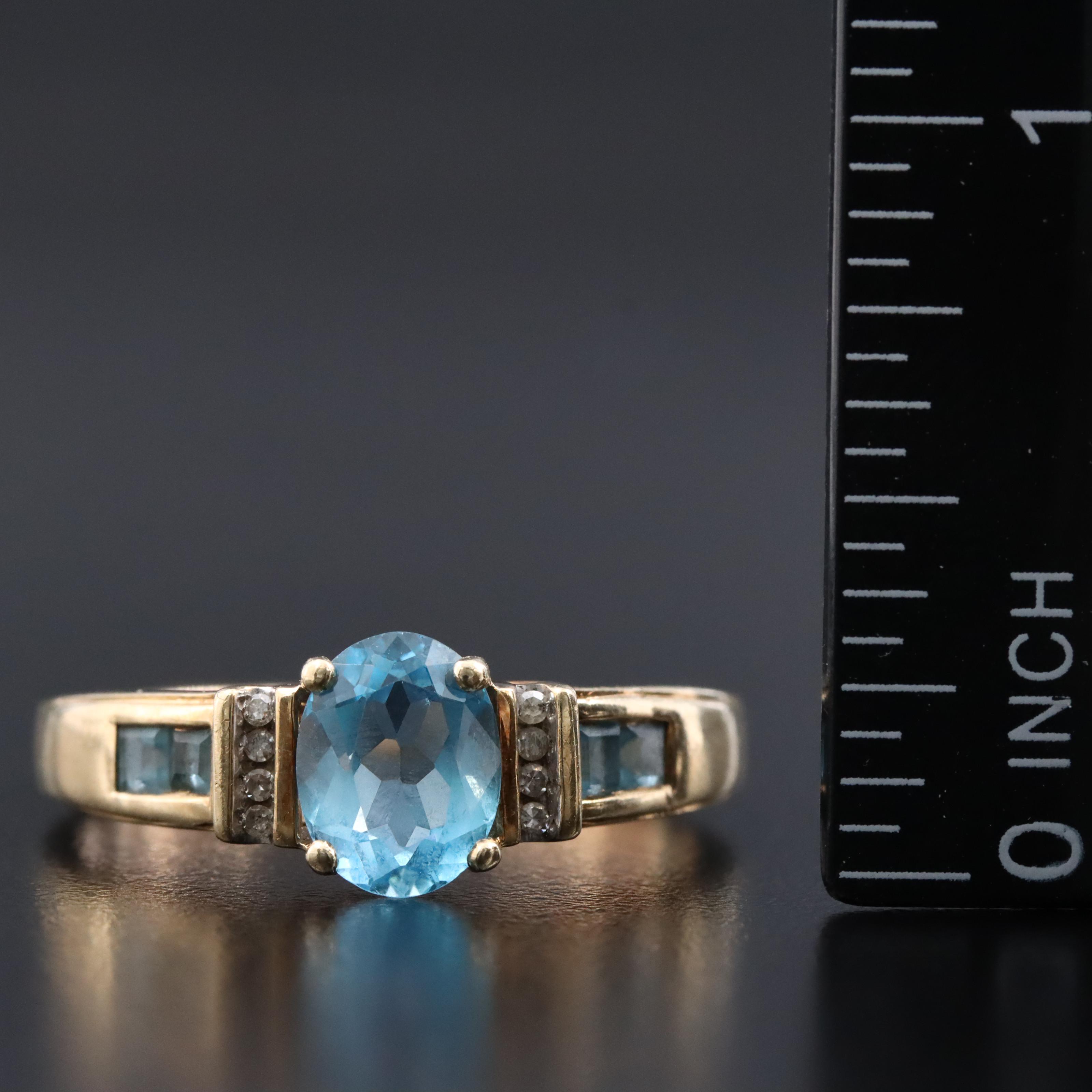 14K Blue Topaz and Diamond Ring