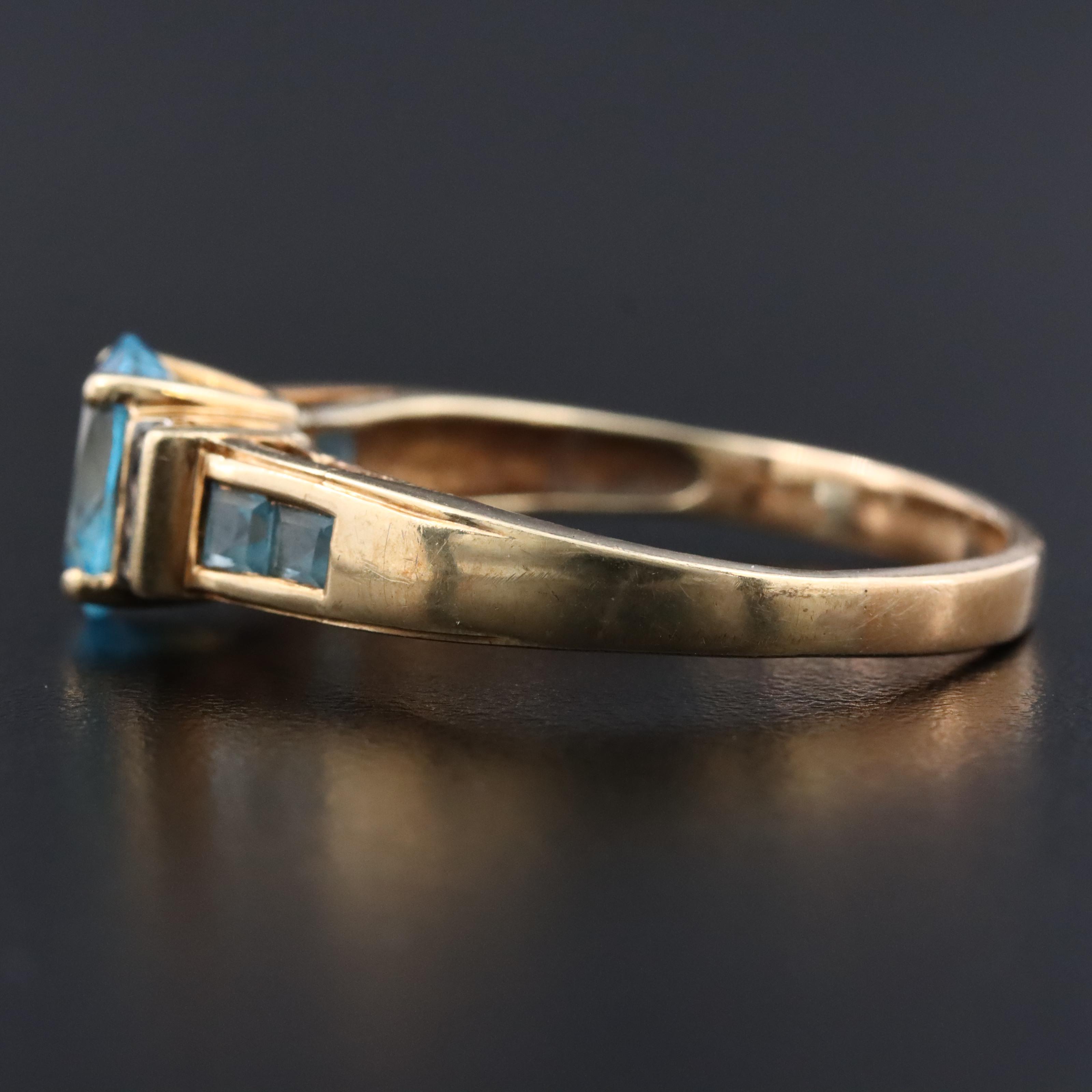 14K Blue Topaz and Diamond Ring