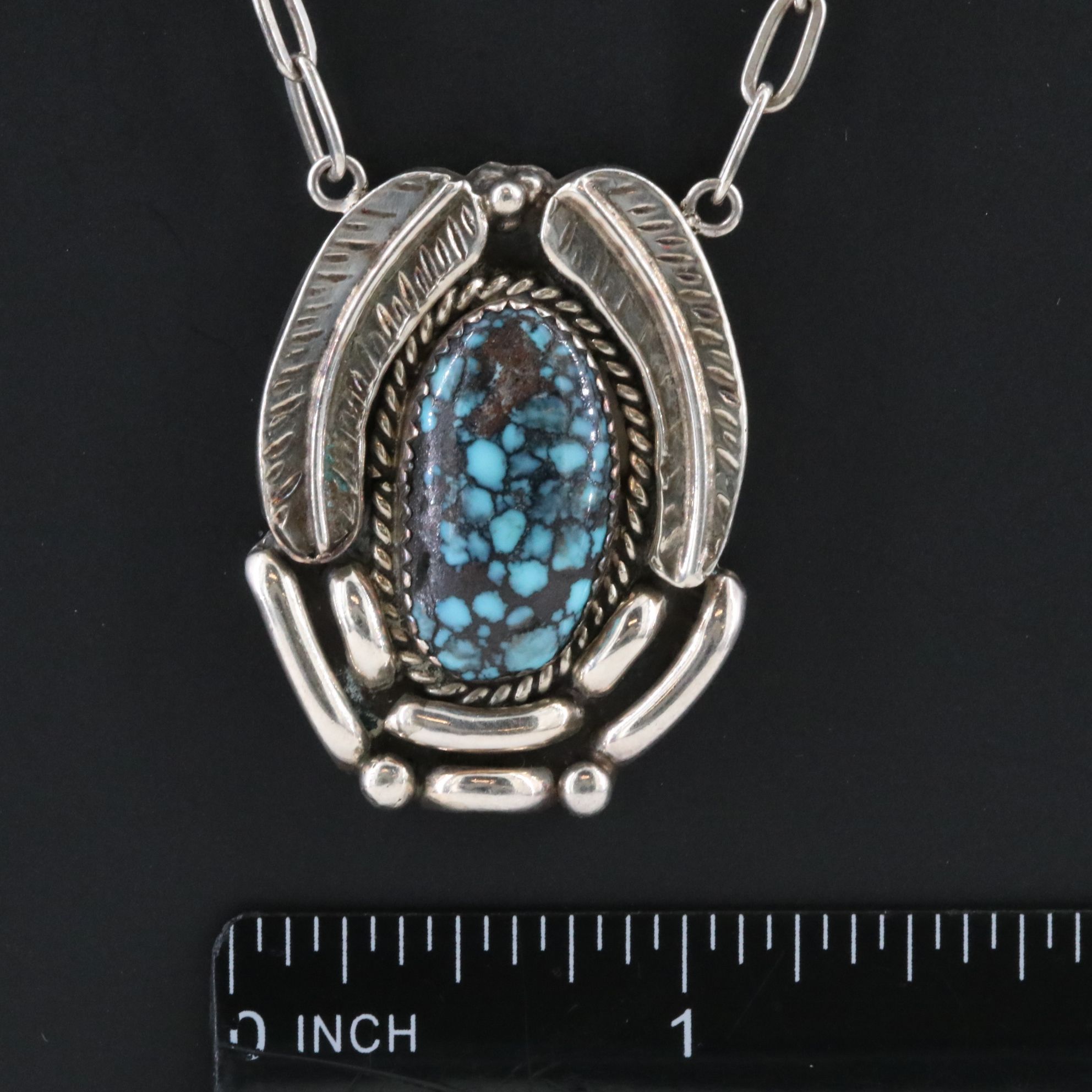 Southwestern Sterling Turquoise Appliqué Necklace