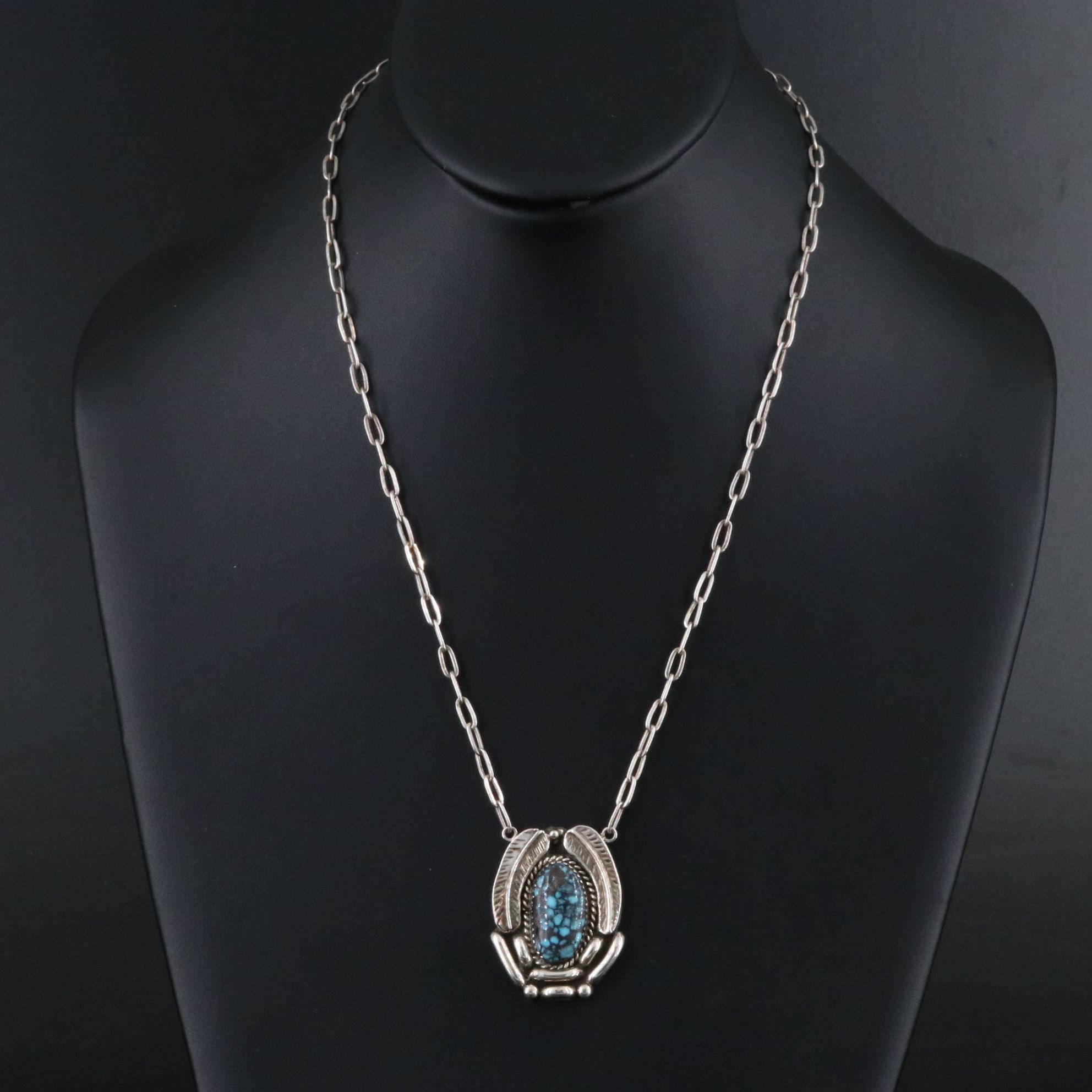 Southwestern Sterling Turquoise Appliqué Necklace