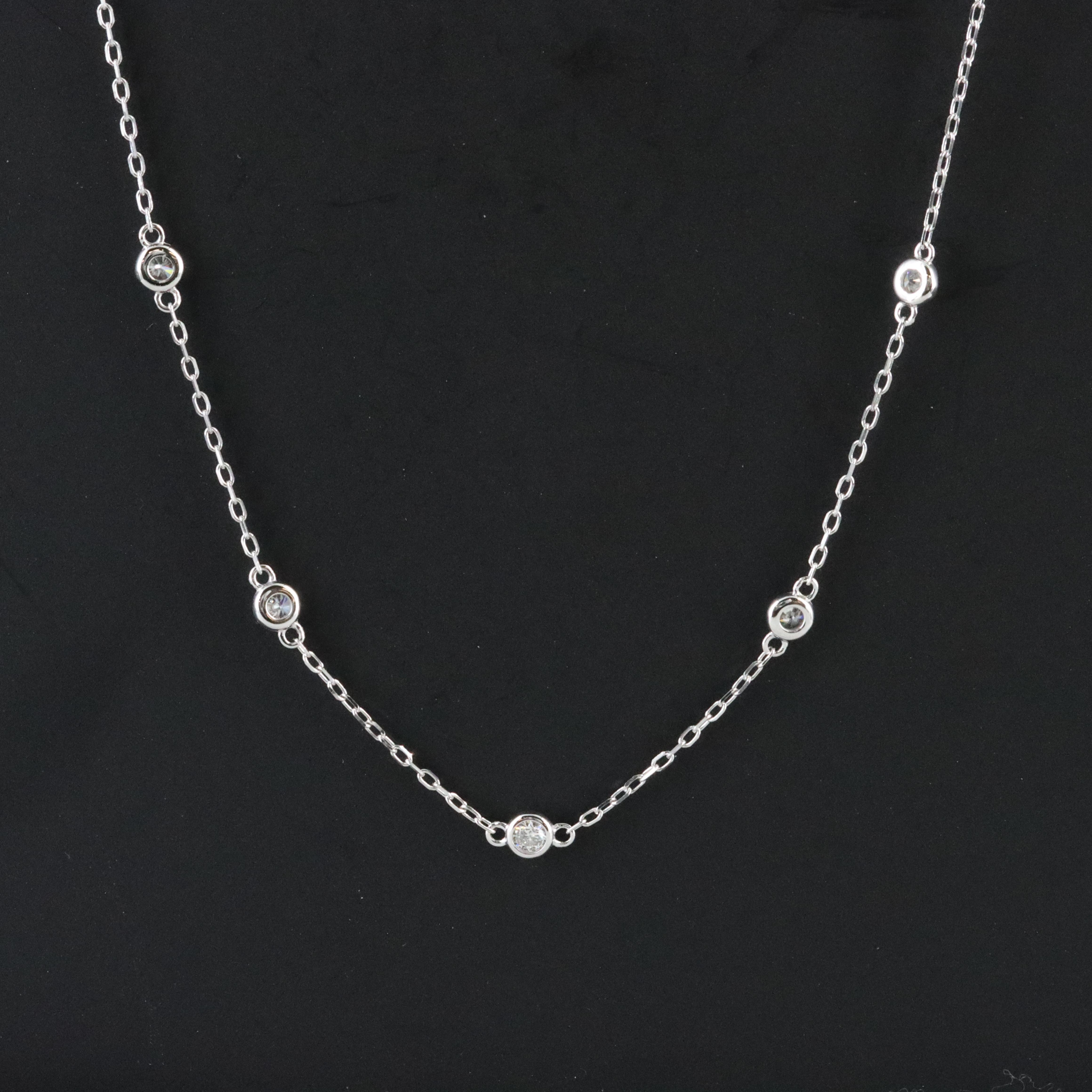14K 1.00 CTW Lab Grown Diamond Station Necklace