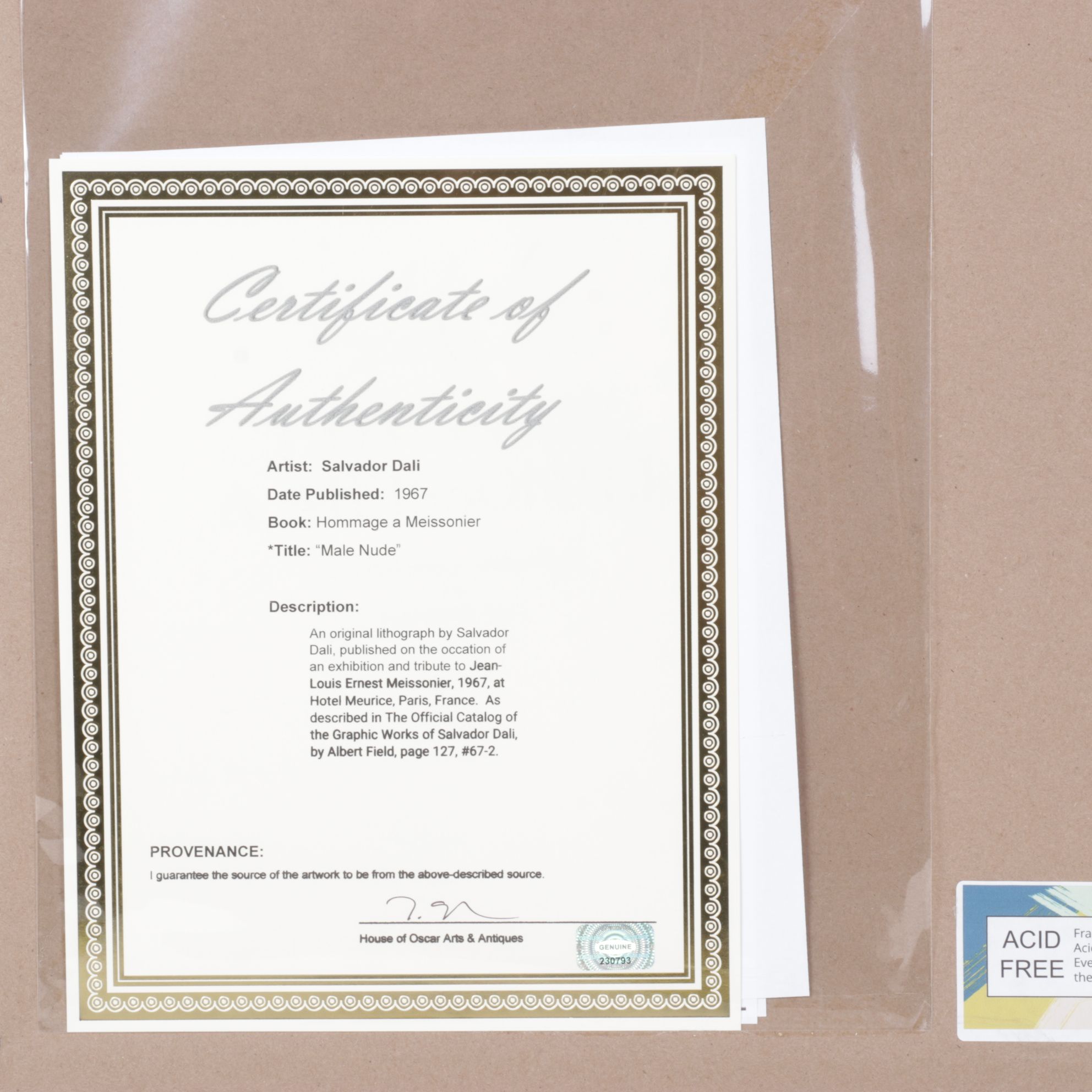 Salvador Dalí Lithograph From "Hommage à Meissonier," 1967