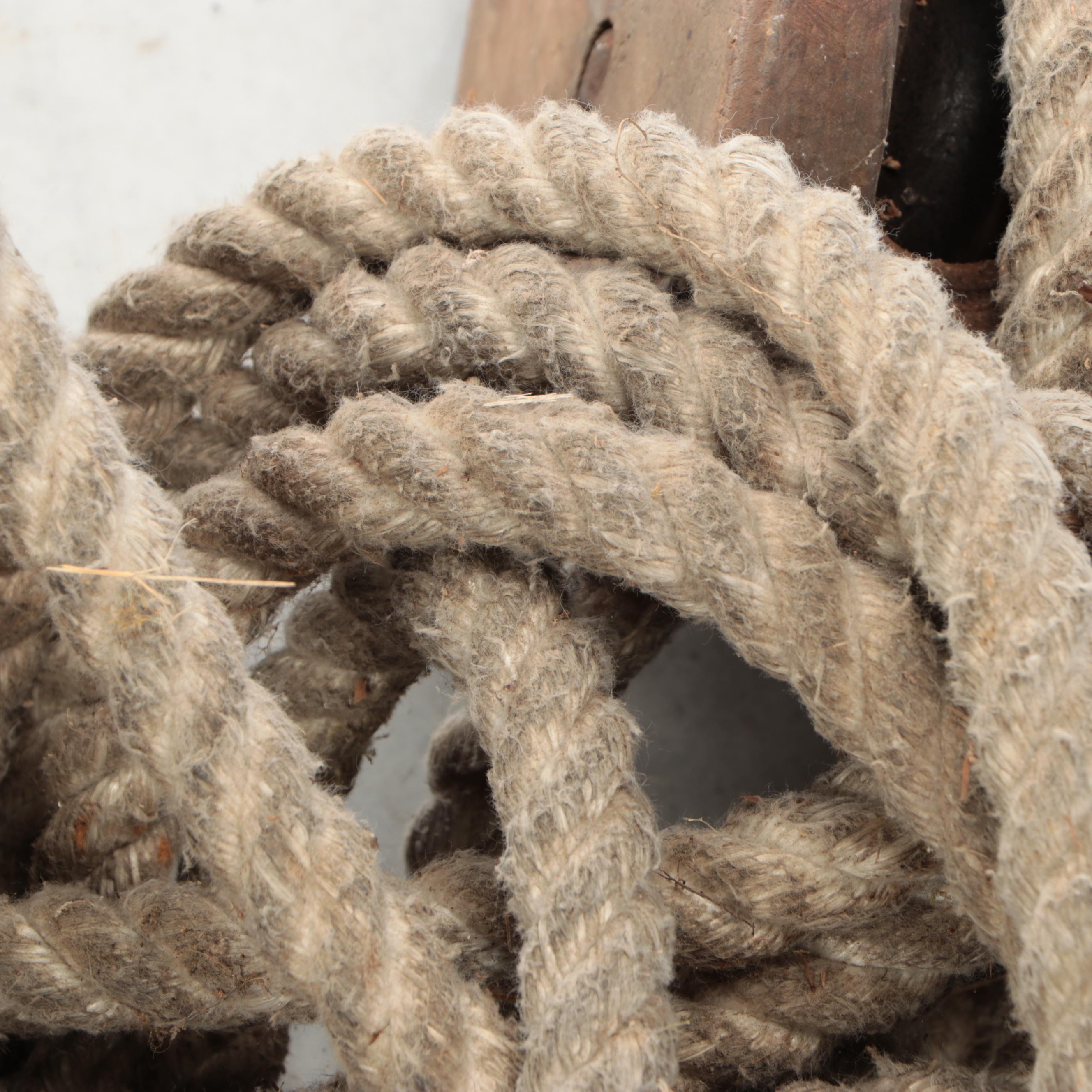 Industrial Wooden Pulley Blocks with Rope