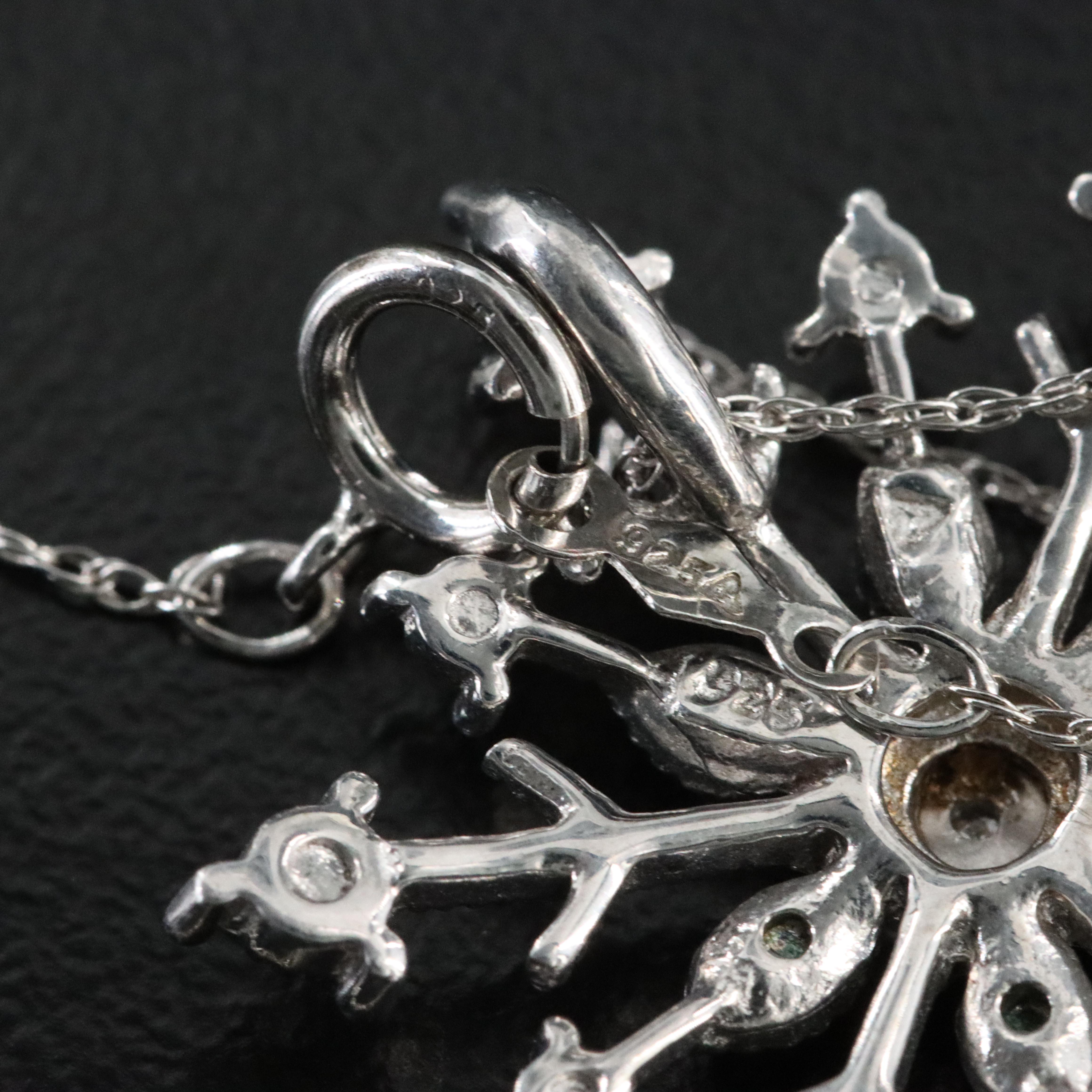 Sterling Snowflake Pendant Necklace with Diamond Accent