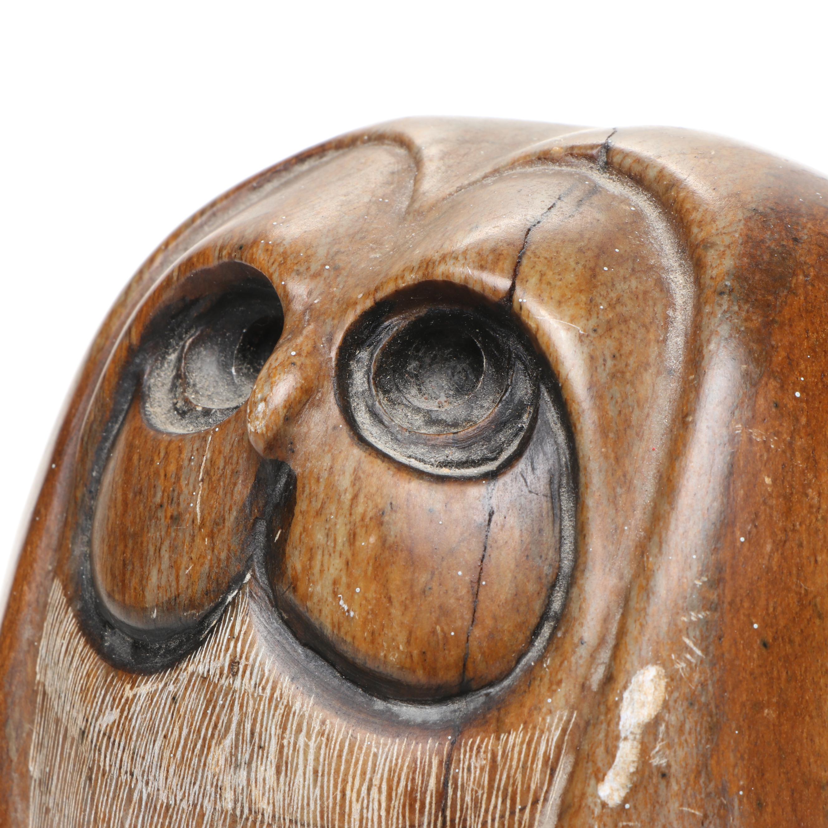 Artist Signed Stone Owl Carving, 1980