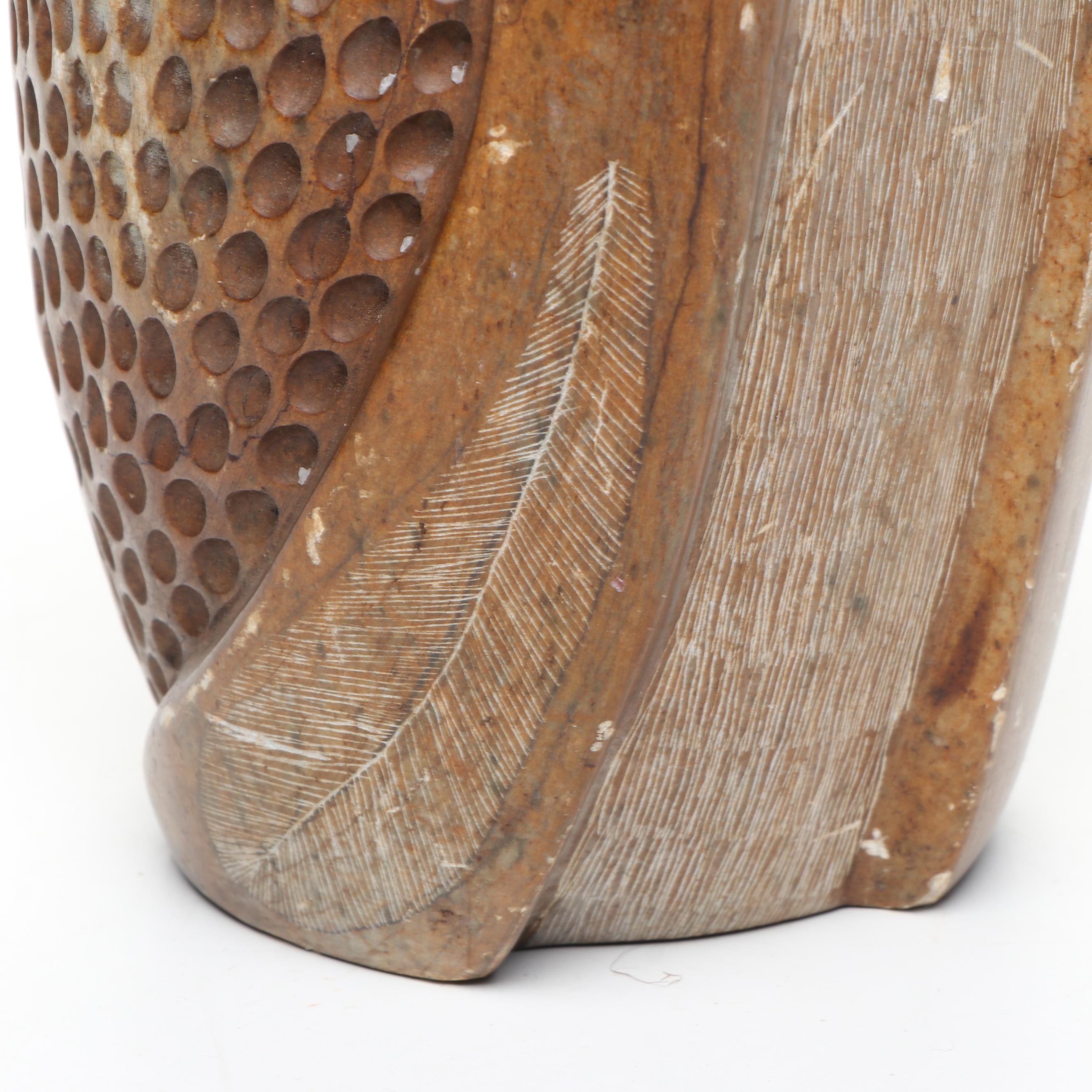 Artist Signed Stone Owl Carving, 1980