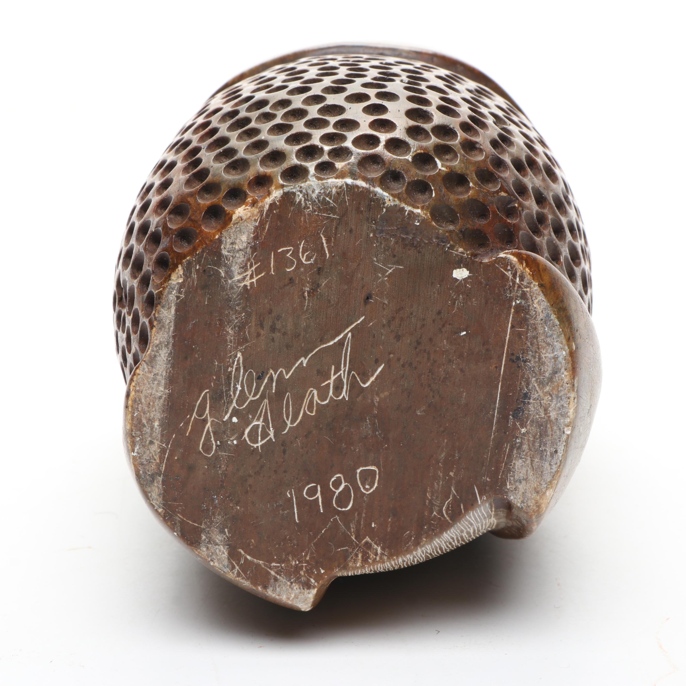 Artist Signed Stone Owl Carving, 1980