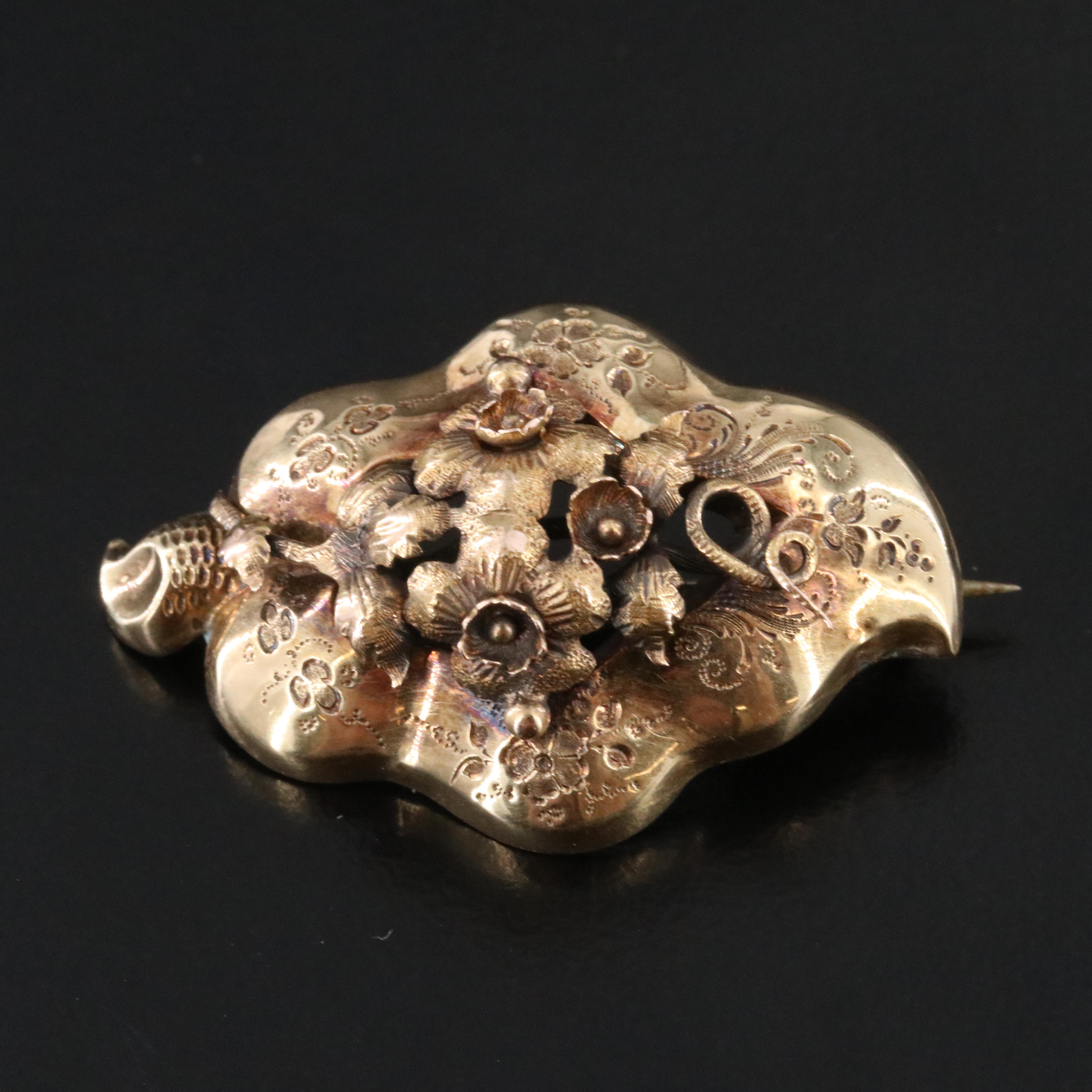 Victorian 14K Floral Brooch