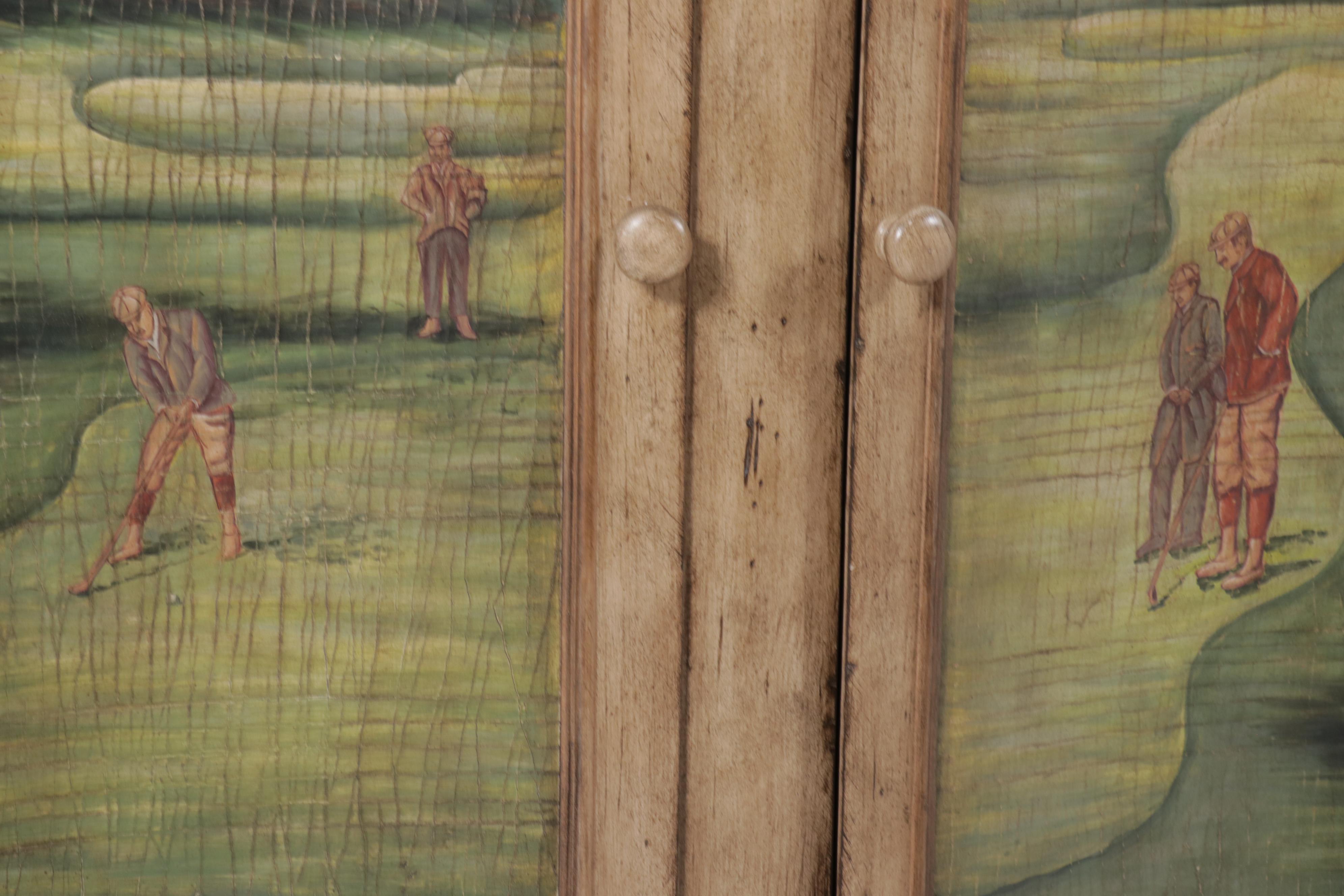 Entertainment Armoire with Golf Scene, Early 21st Century