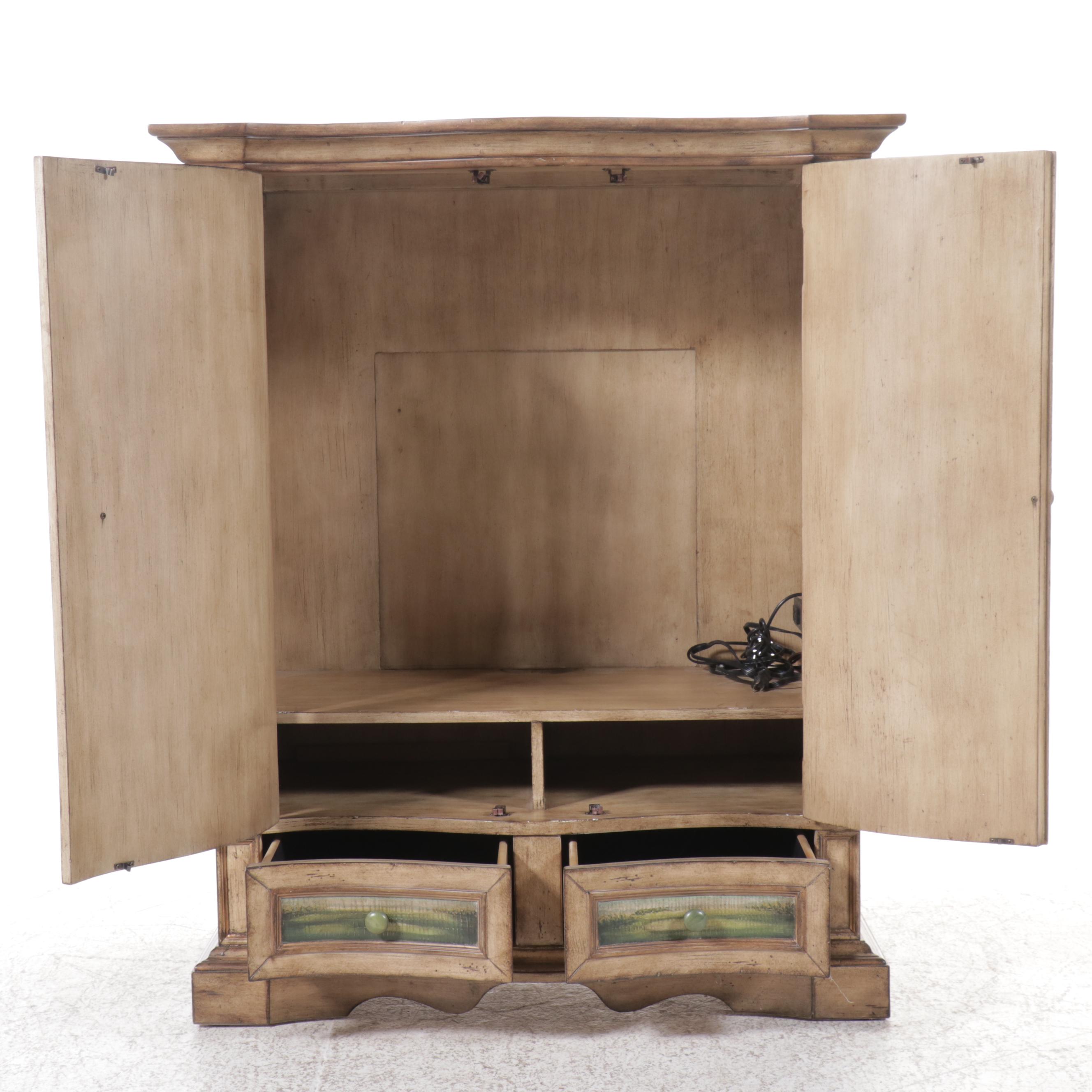 Entertainment Armoire with Golf Scene, Early 21st Century