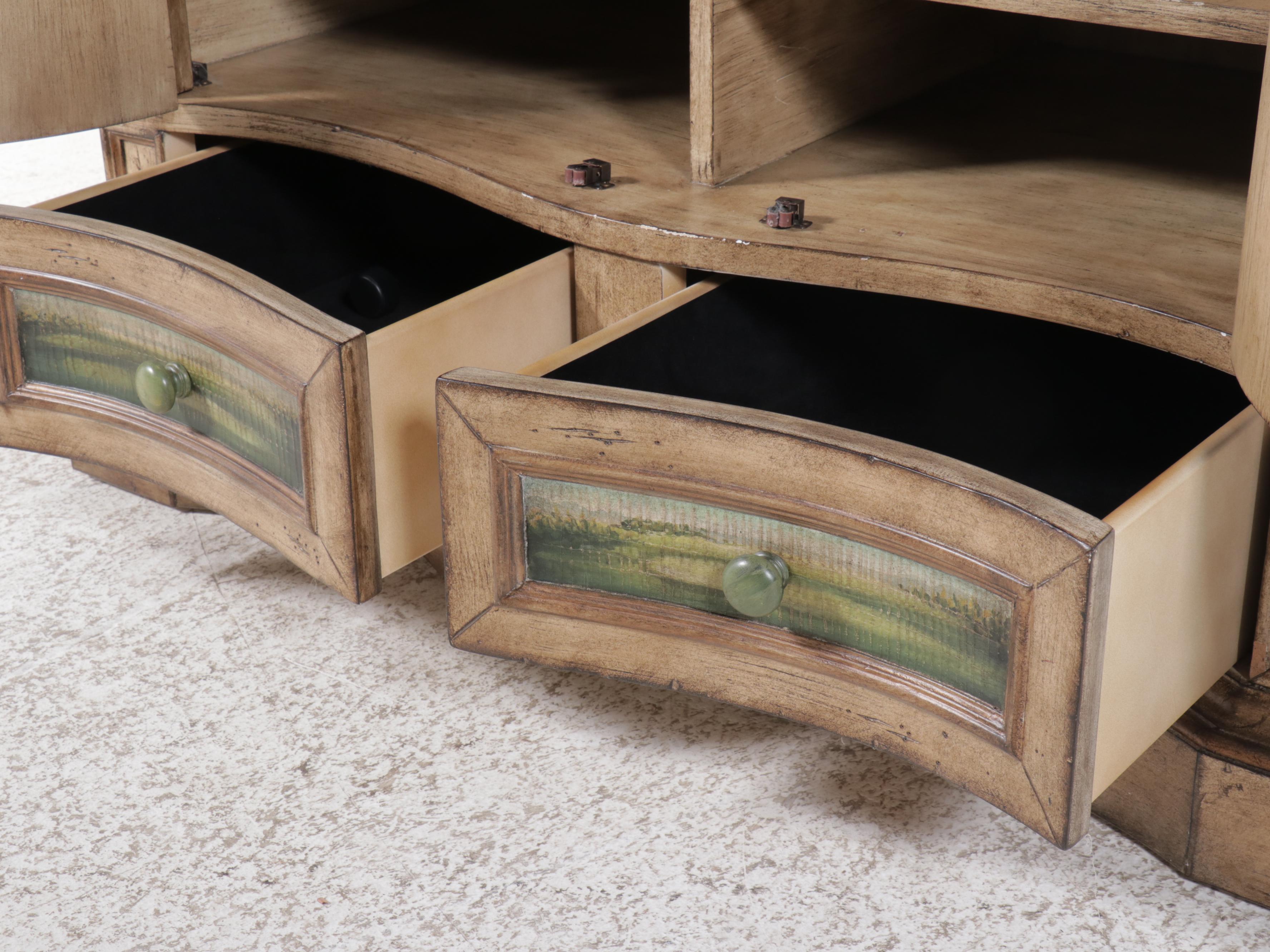 Entertainment Armoire with Golf Scene, Early 21st Century