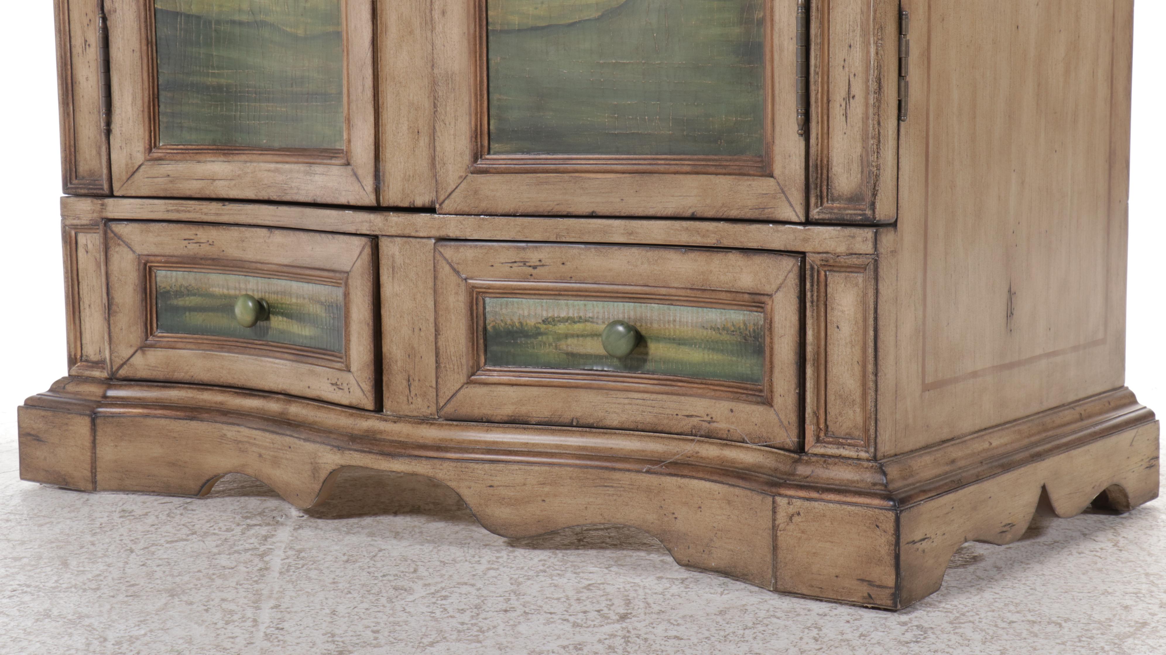 Entertainment Armoire with Golf Scene, Early 21st Century