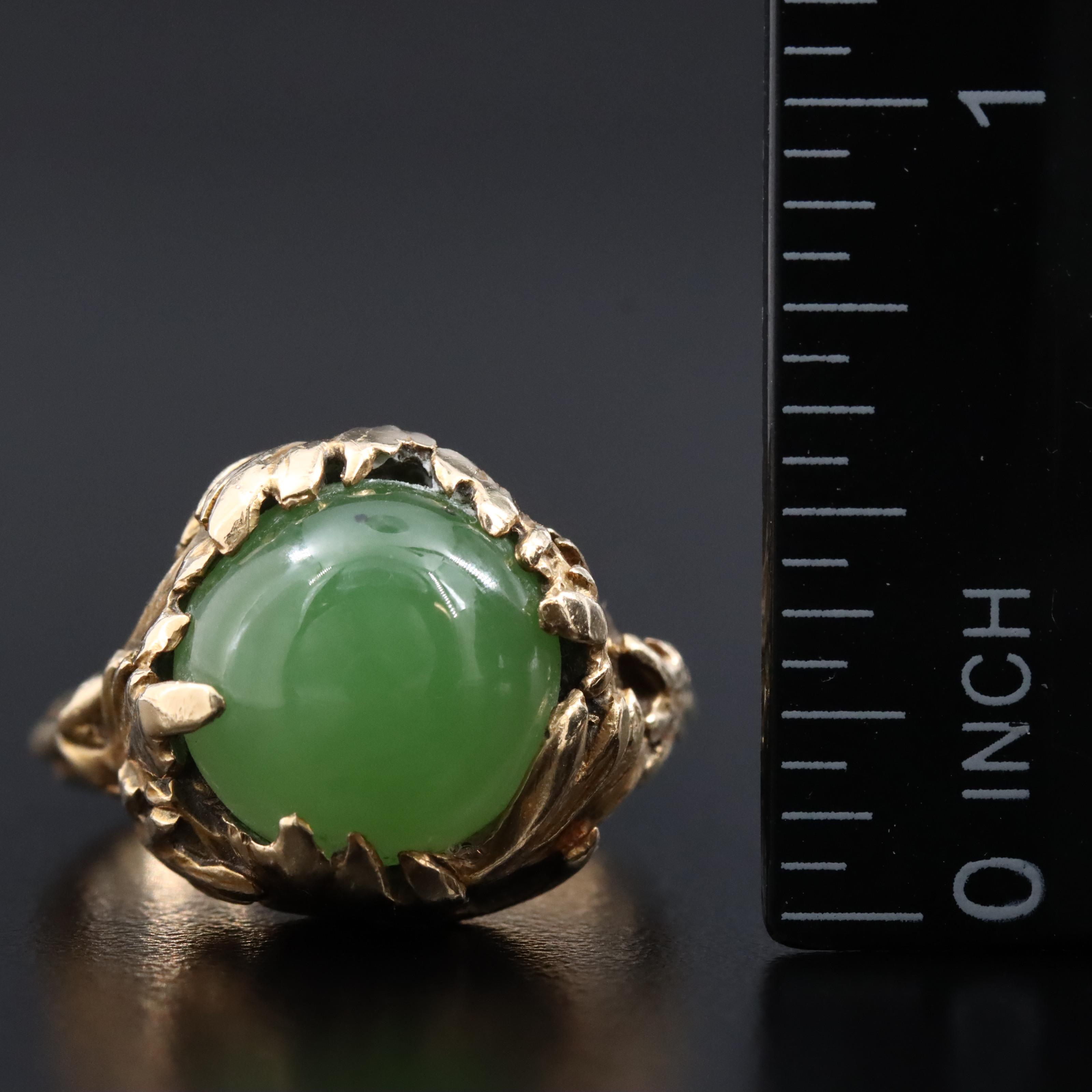 Vintage 14K Nephrite Foliated Ring