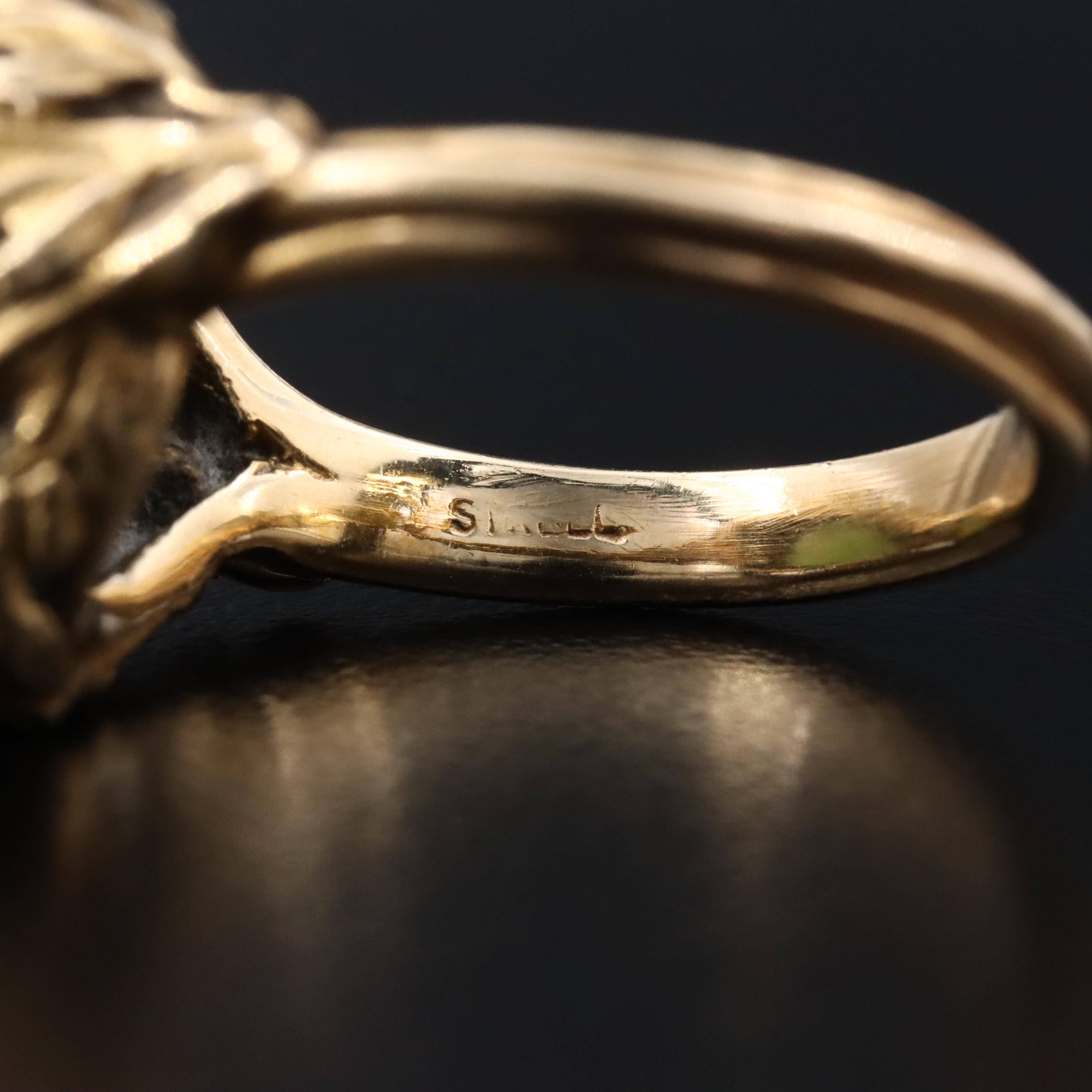 Vintage 14K Nephrite Foliated Ring