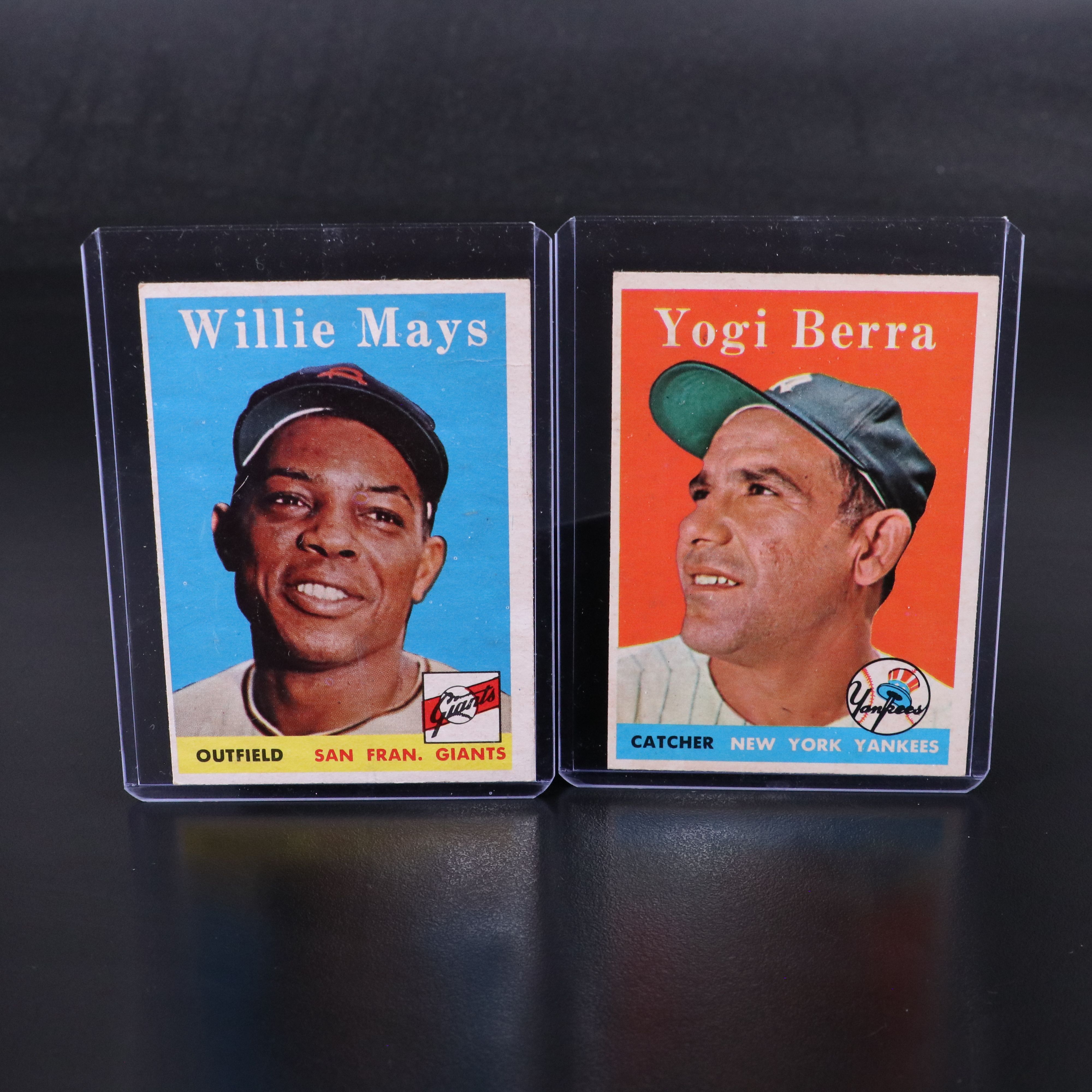 1958 Topps Willie Mays and Yogi Berra Baseball Cards