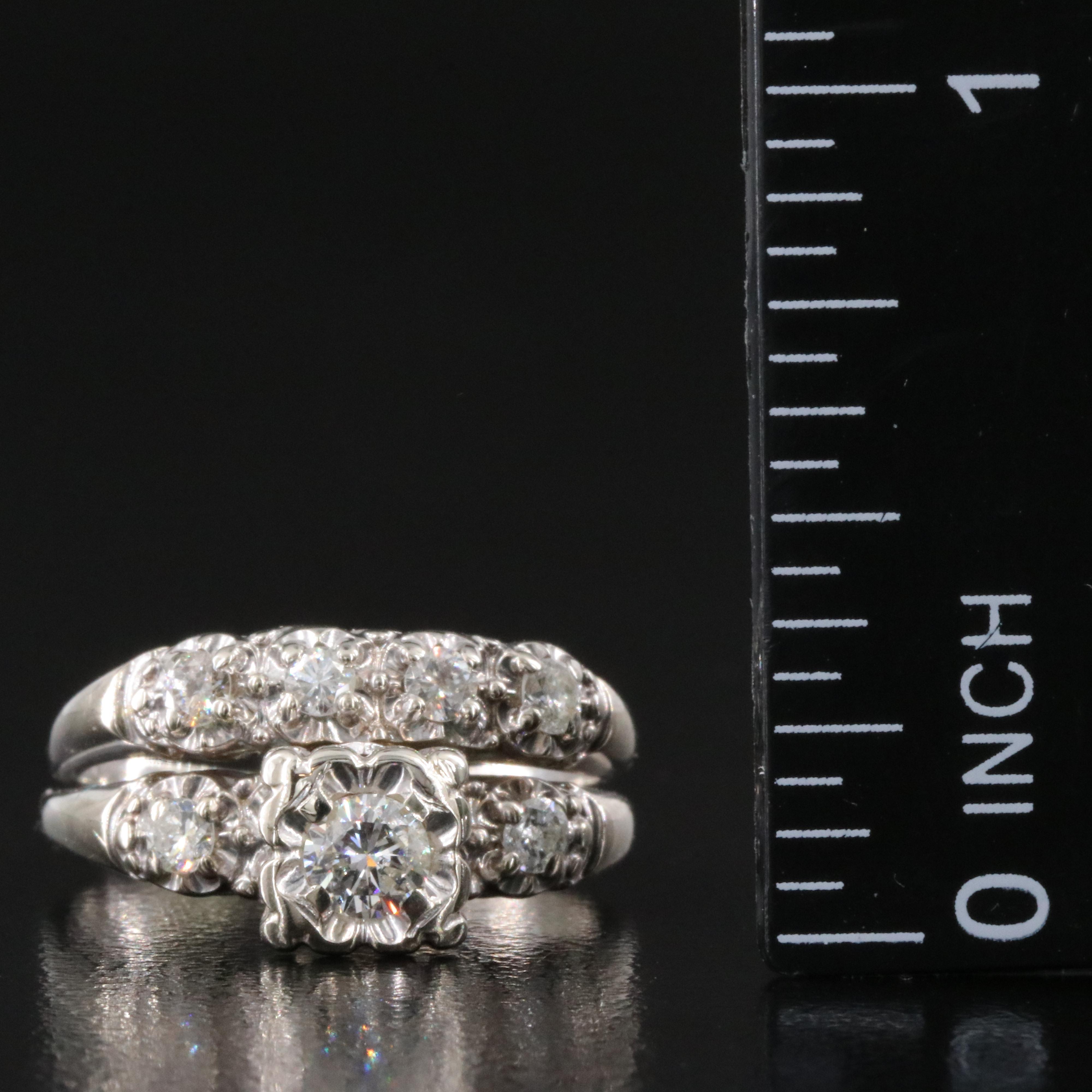 Vintage 14K 0.50 CTW Diamond Soldered Ring Set