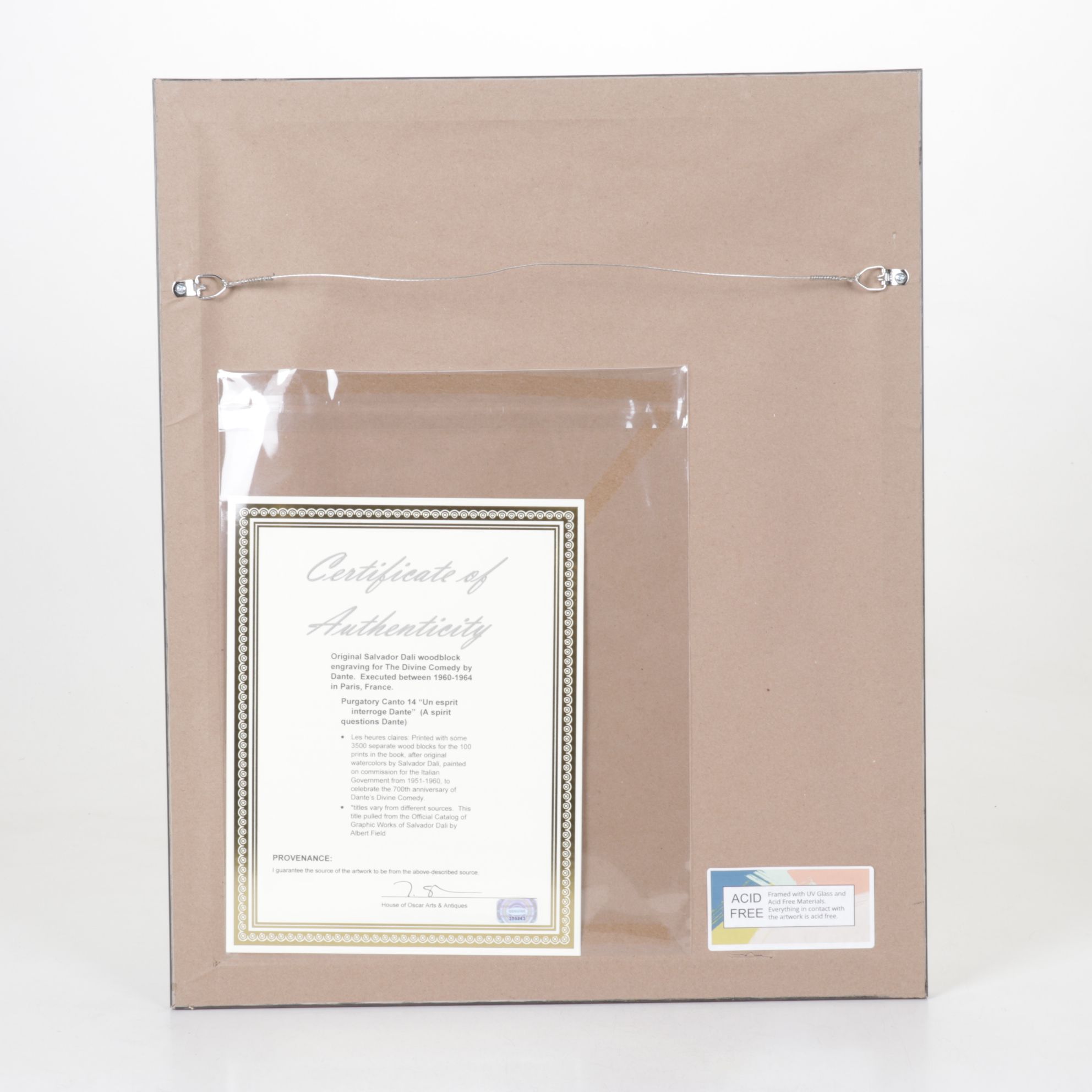 Salvador Dalí Wood Engraving "Un Esprit Interroge Dante"