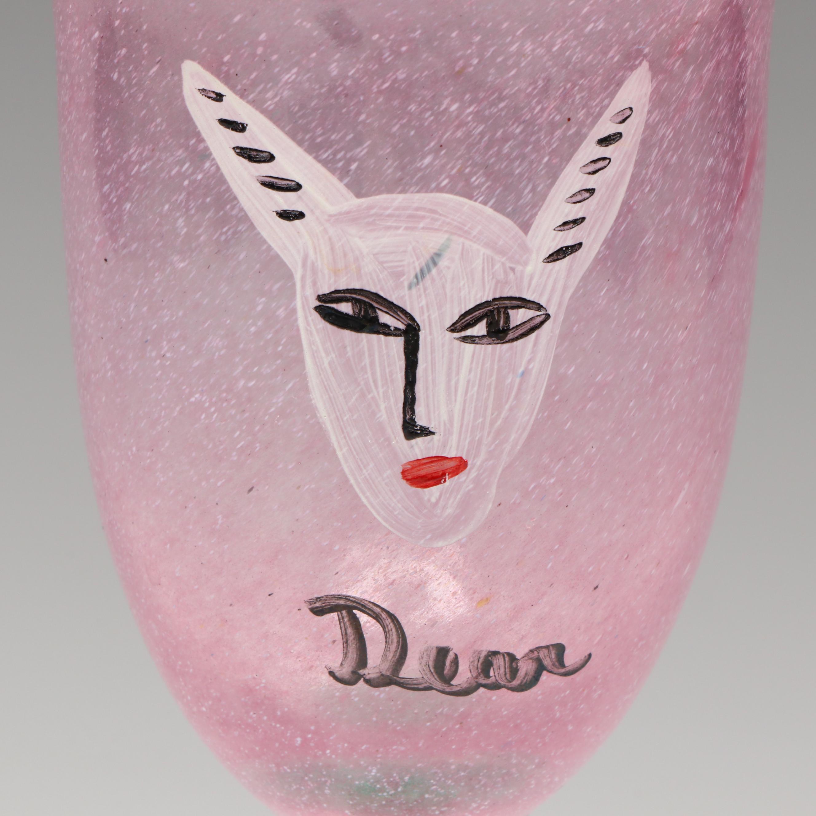 Ulrica Hydman-Vallien for Kosta Boda "Atelje" Tulip Art Glass Wine Glass