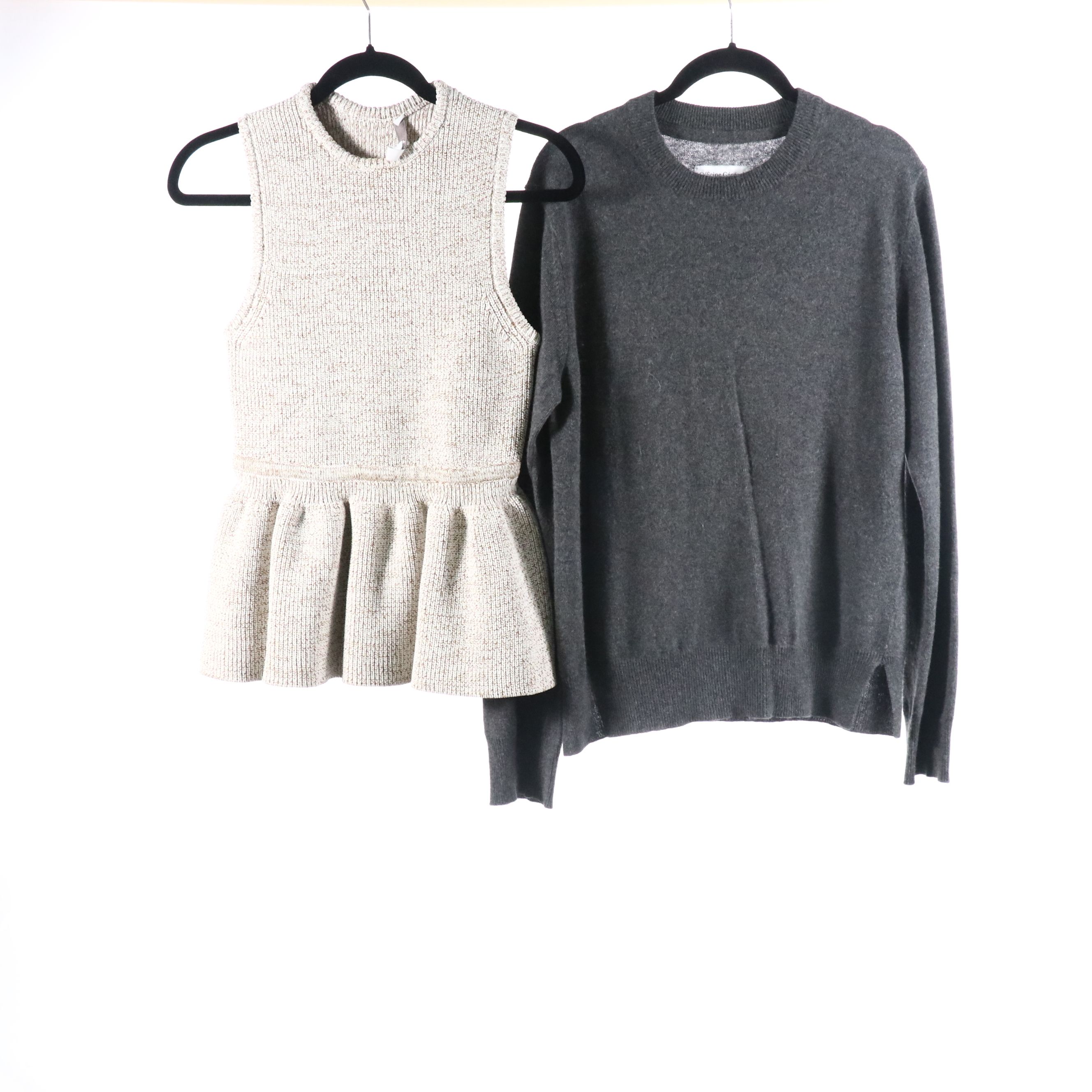 Vince Silk & Tibi Sleeveless Blouses With Officine Générale Cashmere Sweater