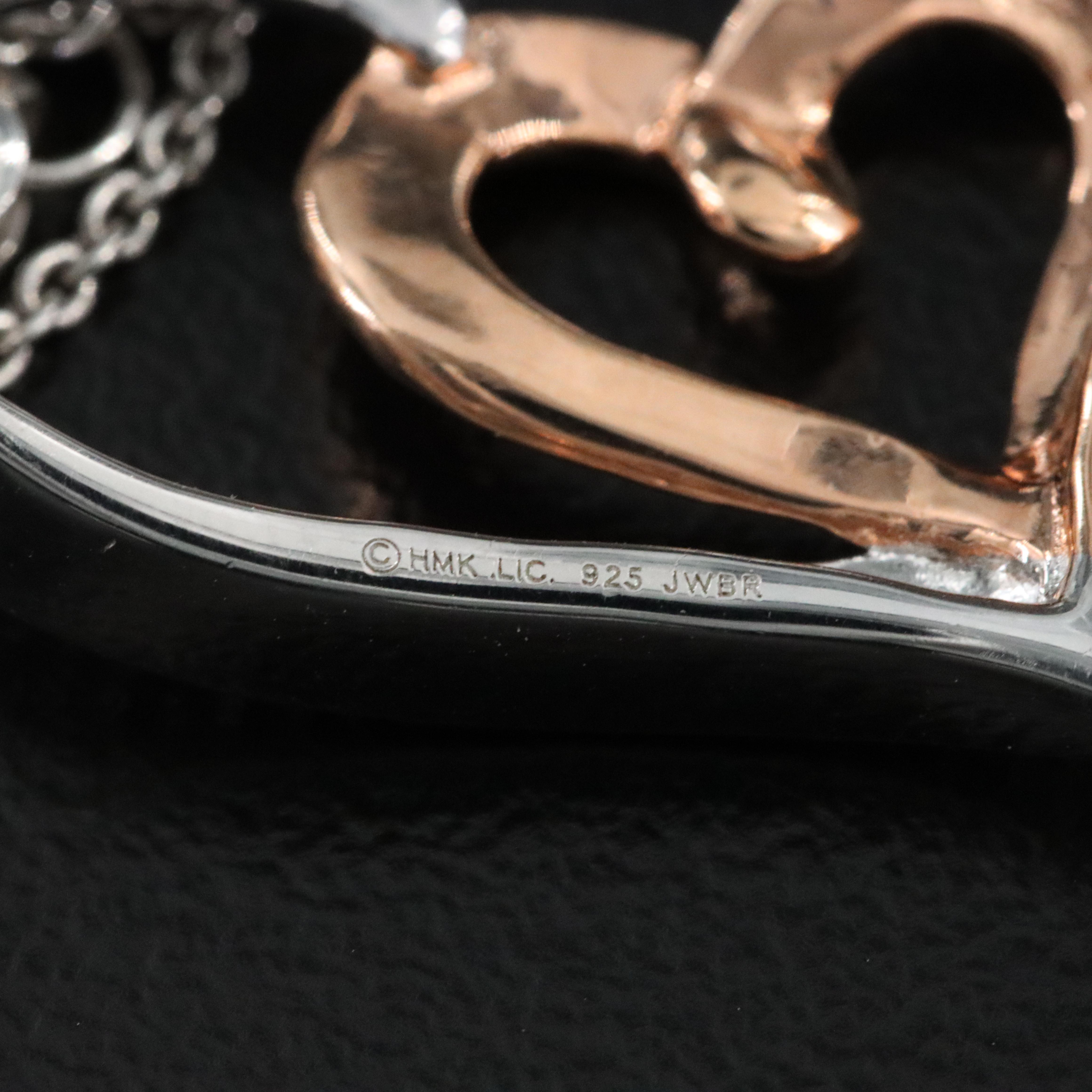 Sterling Diamond Double Heart Pendant Necklace