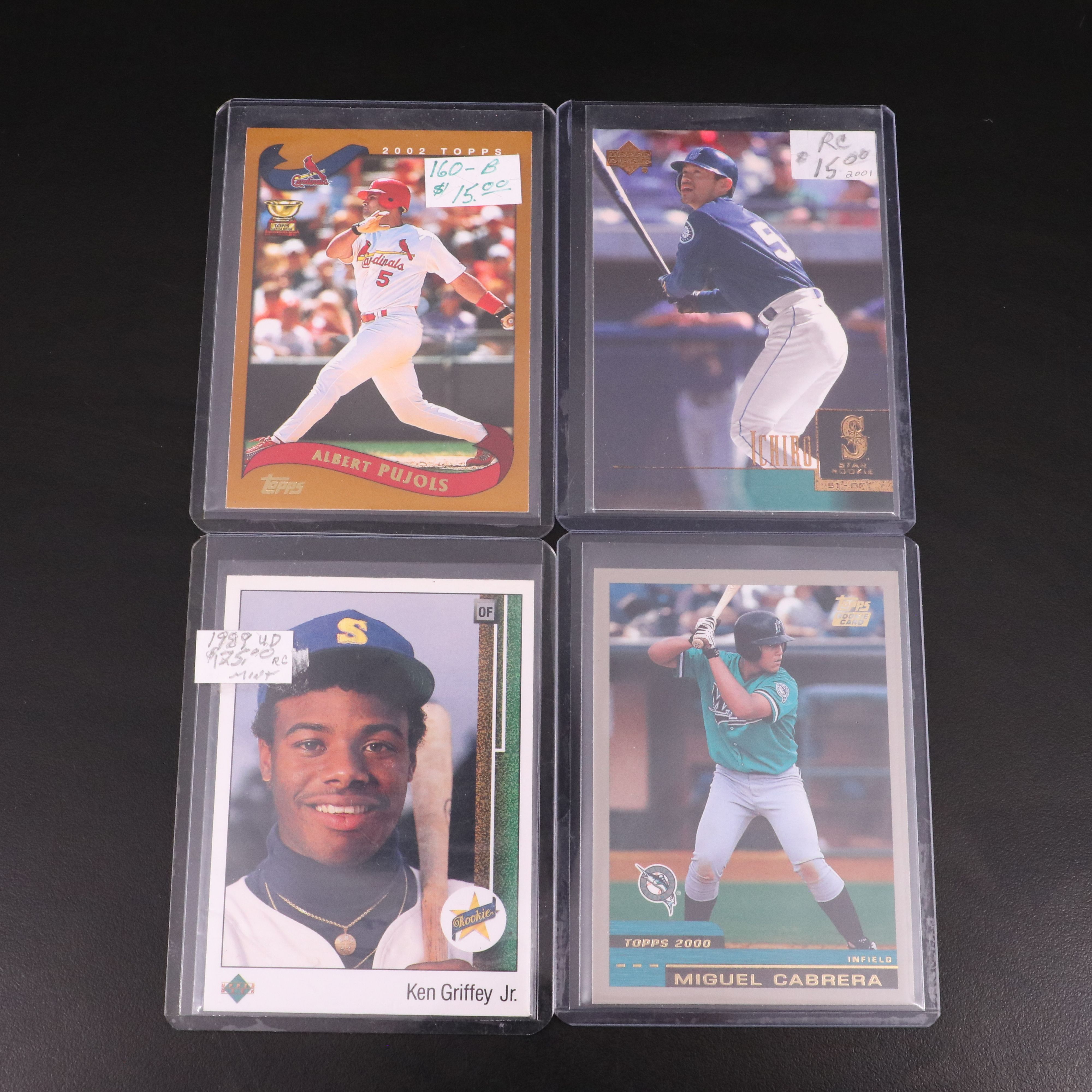 Miguel Cabrea, Ken Griffey Jr. and Ichiro Rookie Baseball Cards with More