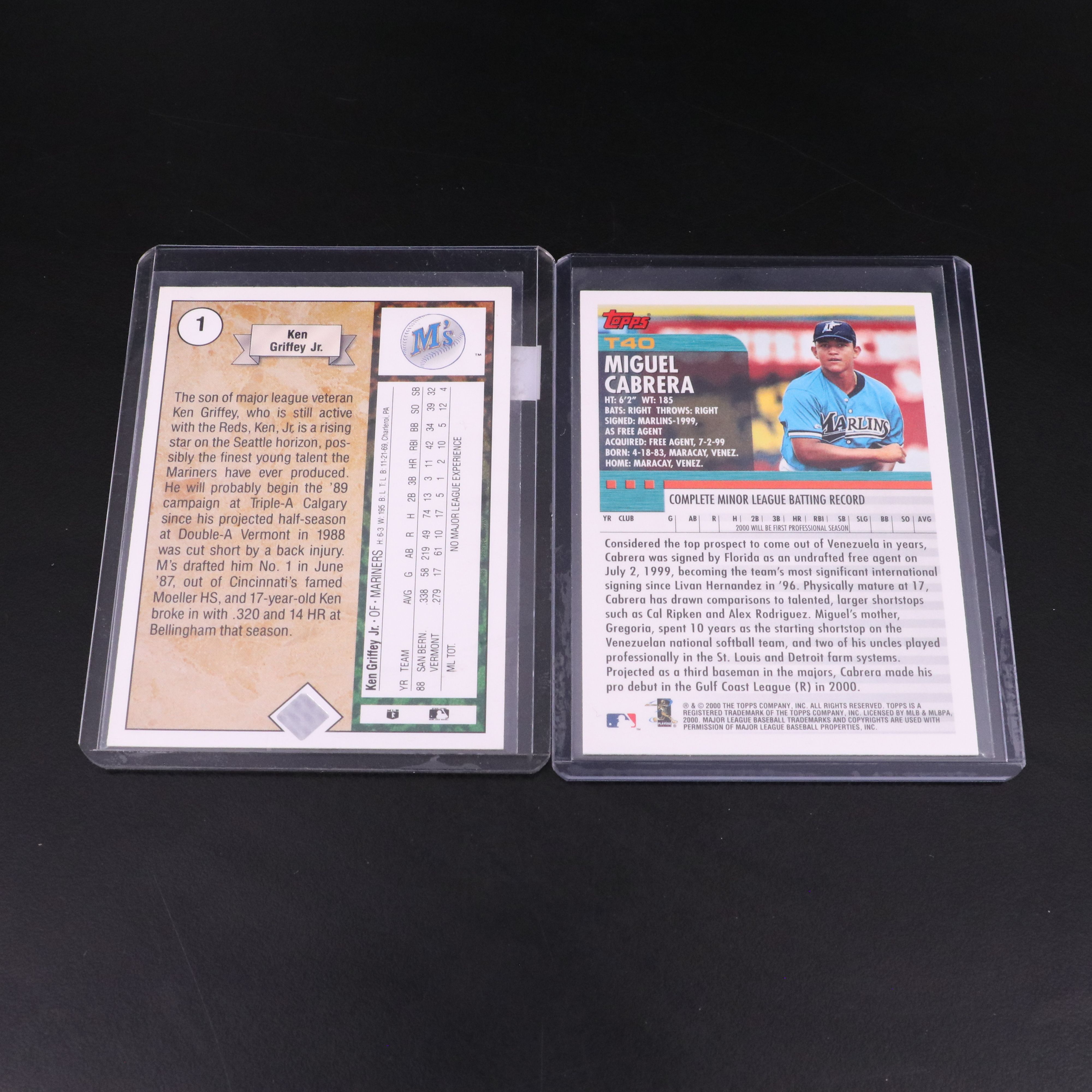 Miguel Cabrea, Ken Griffey Jr. and Ichiro Rookie Baseball Cards with More