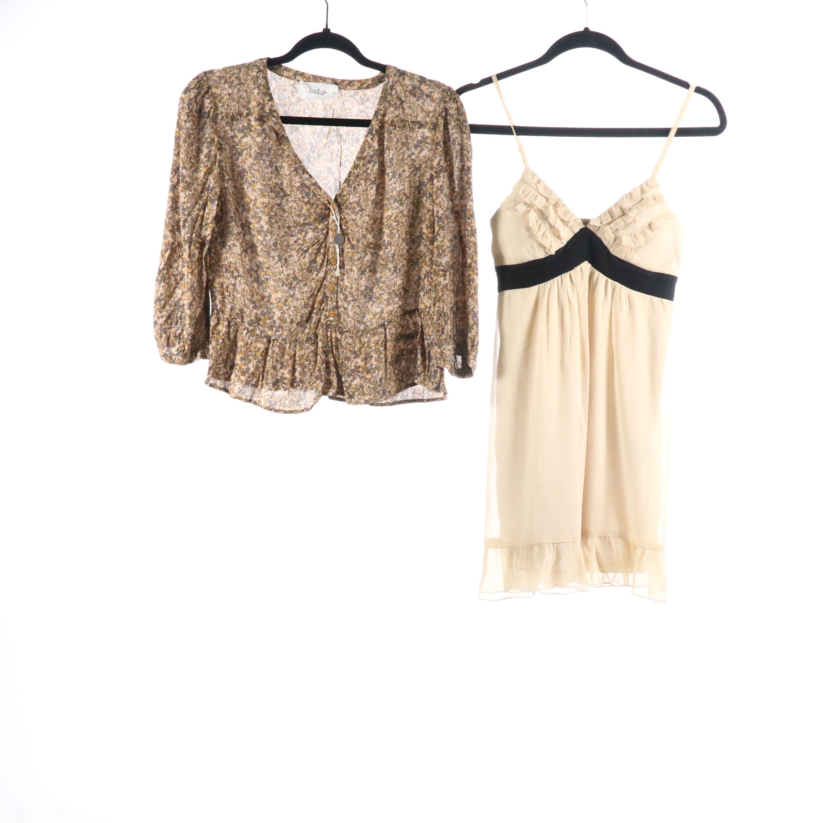 Theory Utility Skirt, Ba&sh Long Sleeve Blouse and Johnny Martin Baby Doll Dress