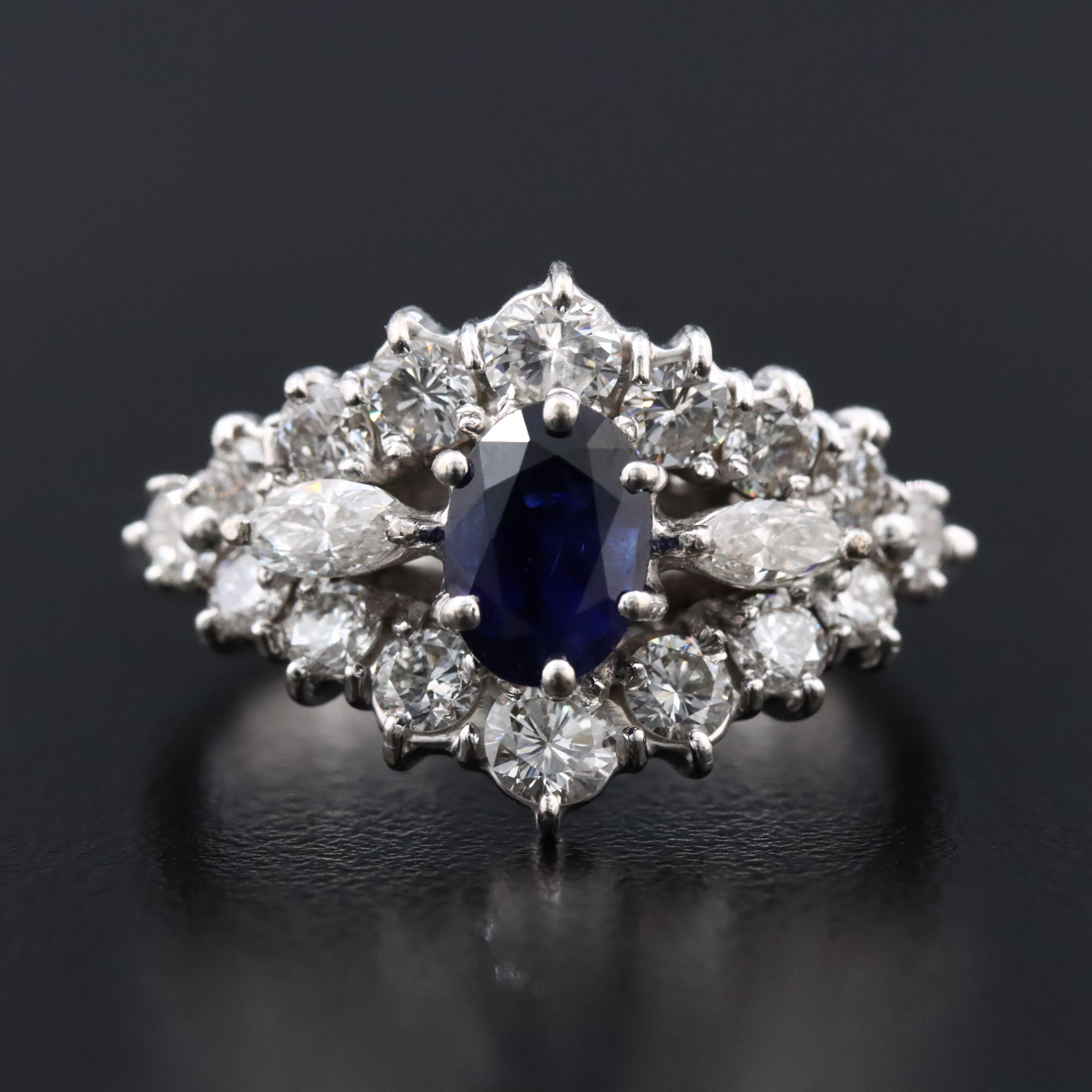 18K Sapphire and 1.10 CTW Diamond Ring