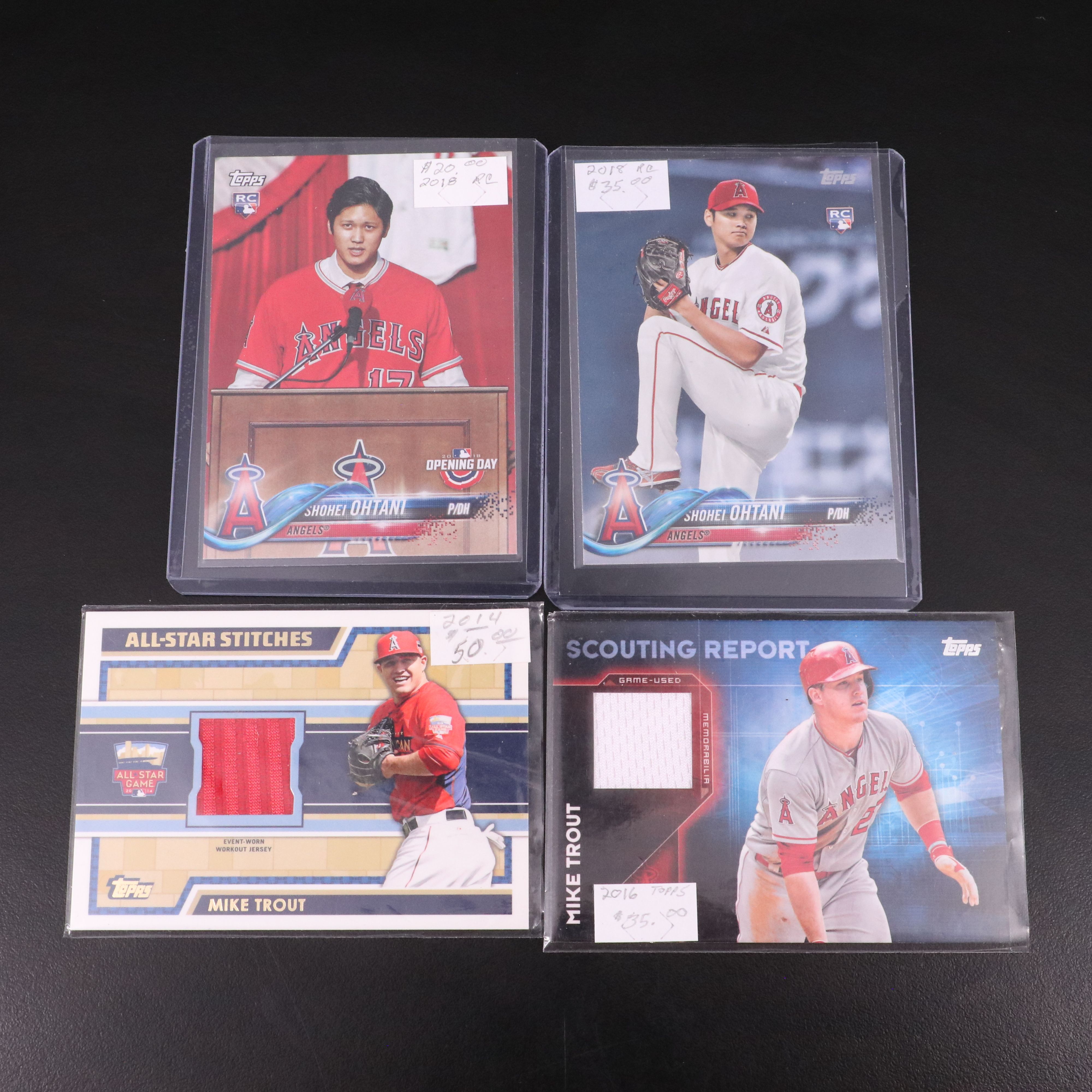 Shohei Ohtani Rookie Baseball Cards with Mike Trout Relic Baseball Cards