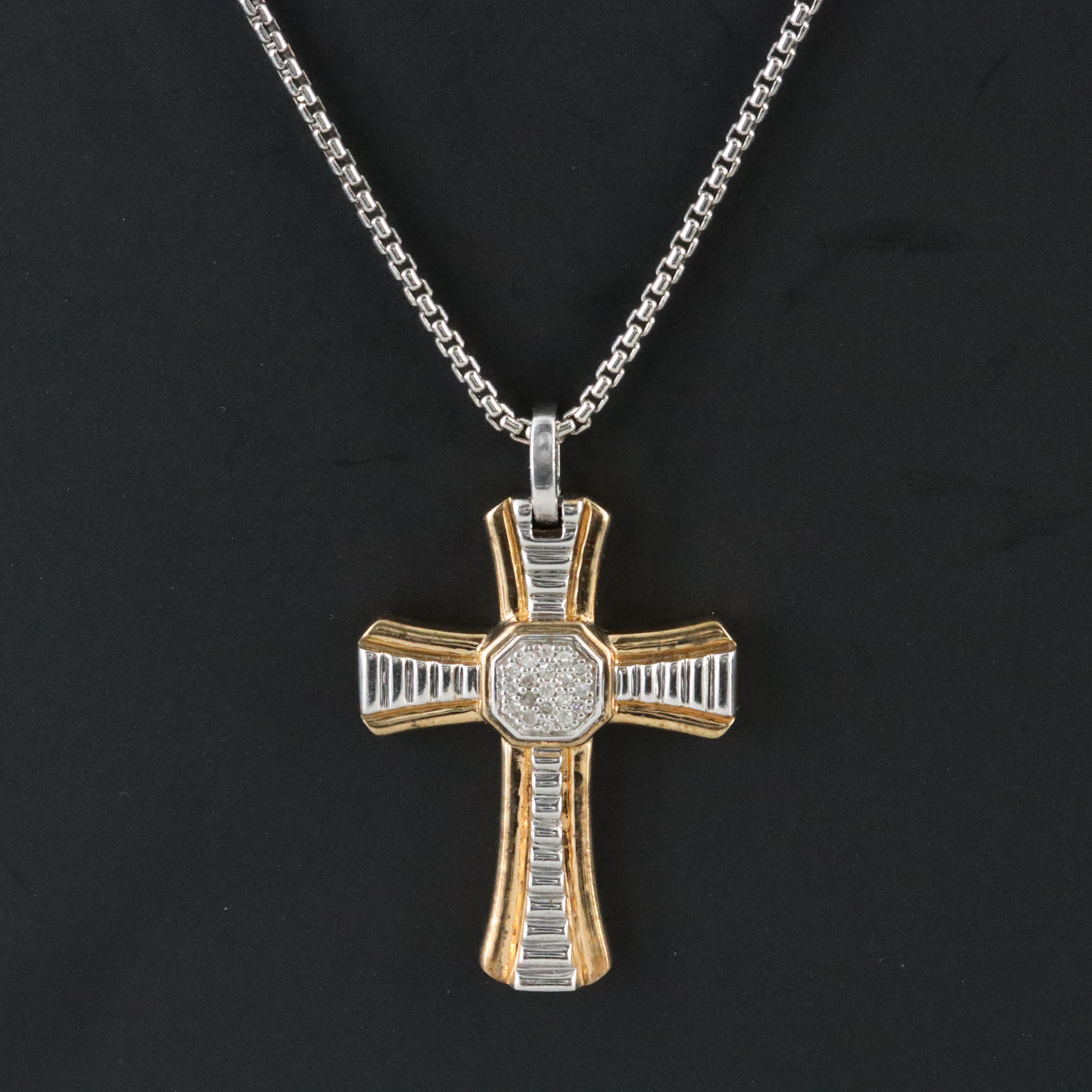 Sterling Diamond Cross Pendant Necklace