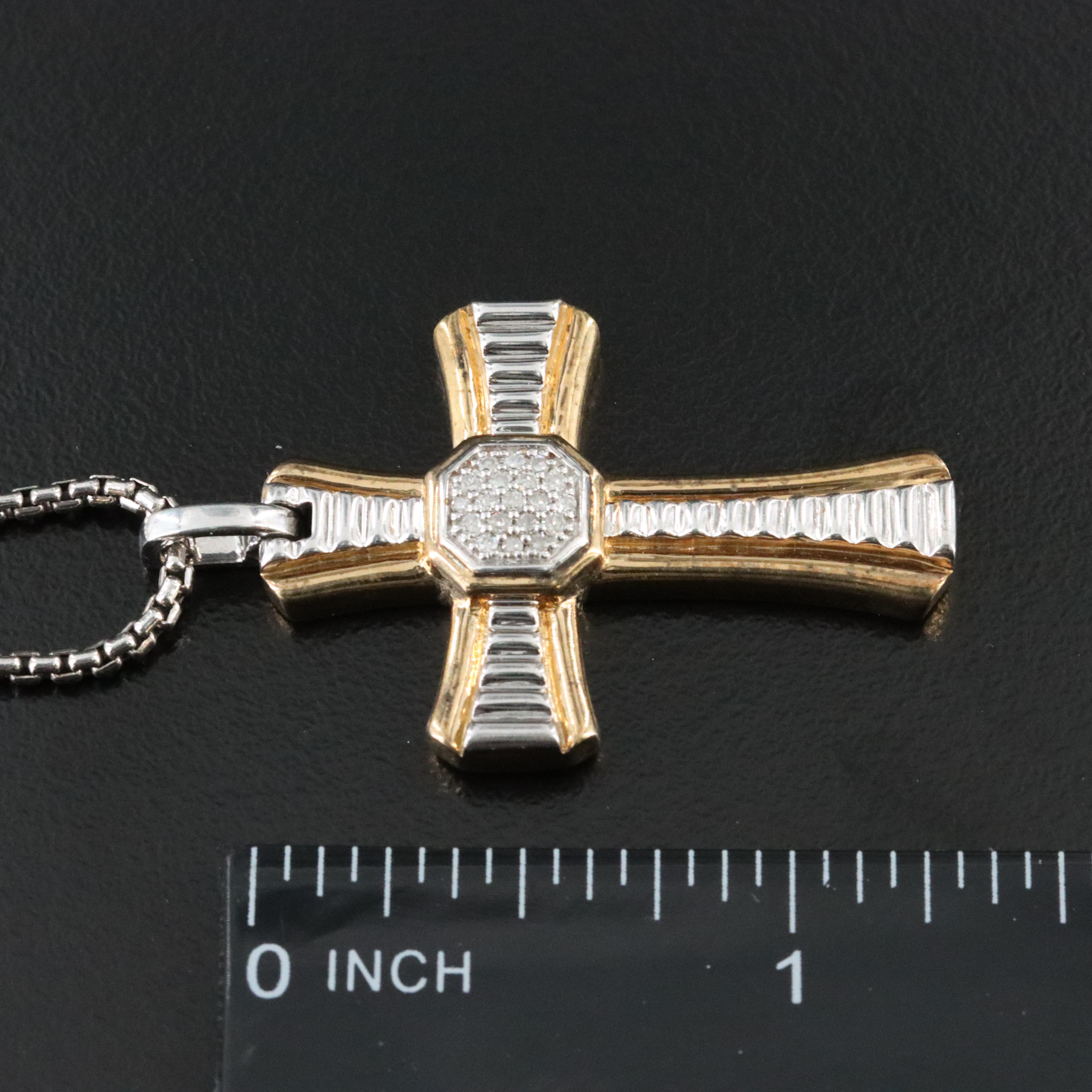 Sterling Diamond Cross Pendant Necklace